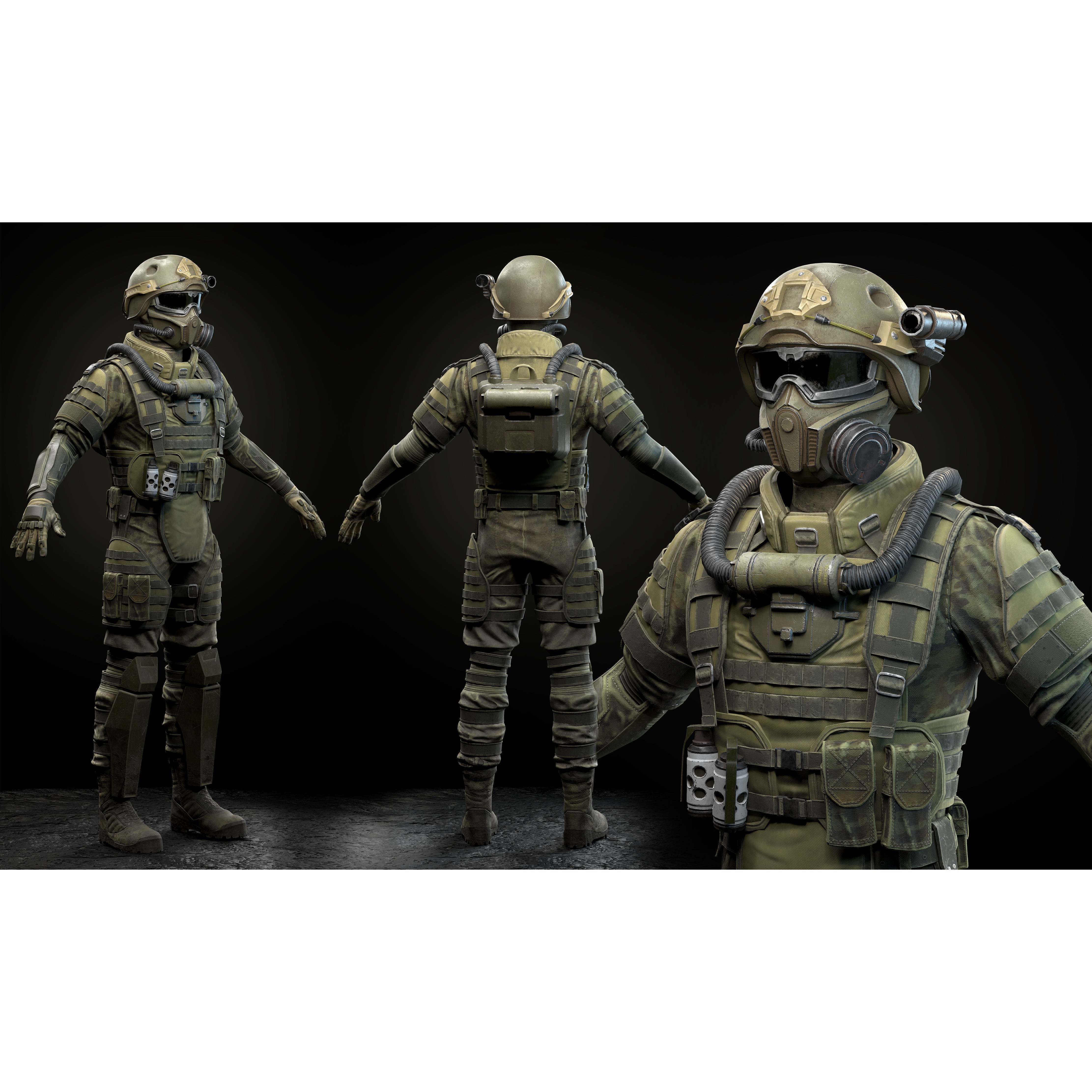 Modern Soldier - Low-Poly Game-Ready 3D Model - View 4