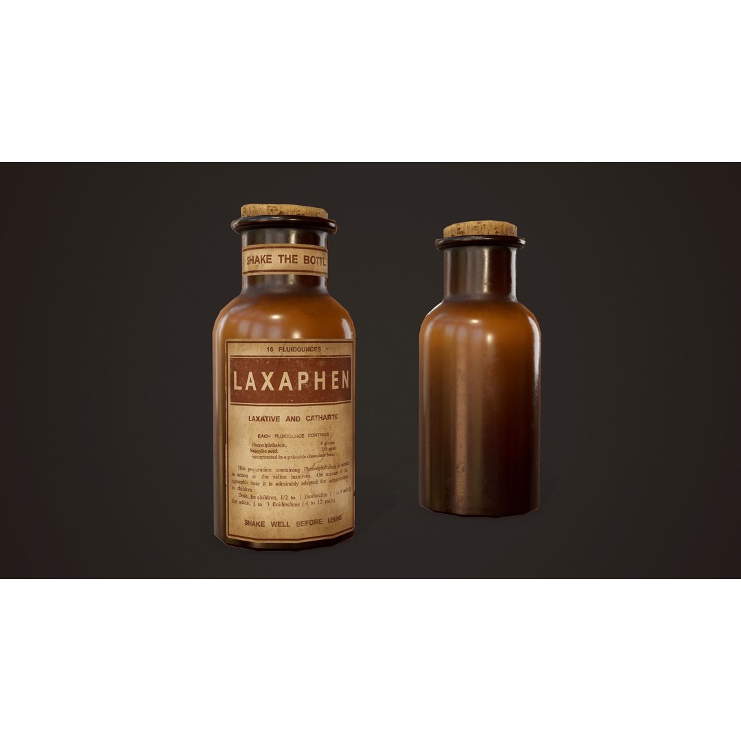 Antique Apothecary Bottles 3D Model – Low Poly Game Ready PBR Asset, FBX - View 8