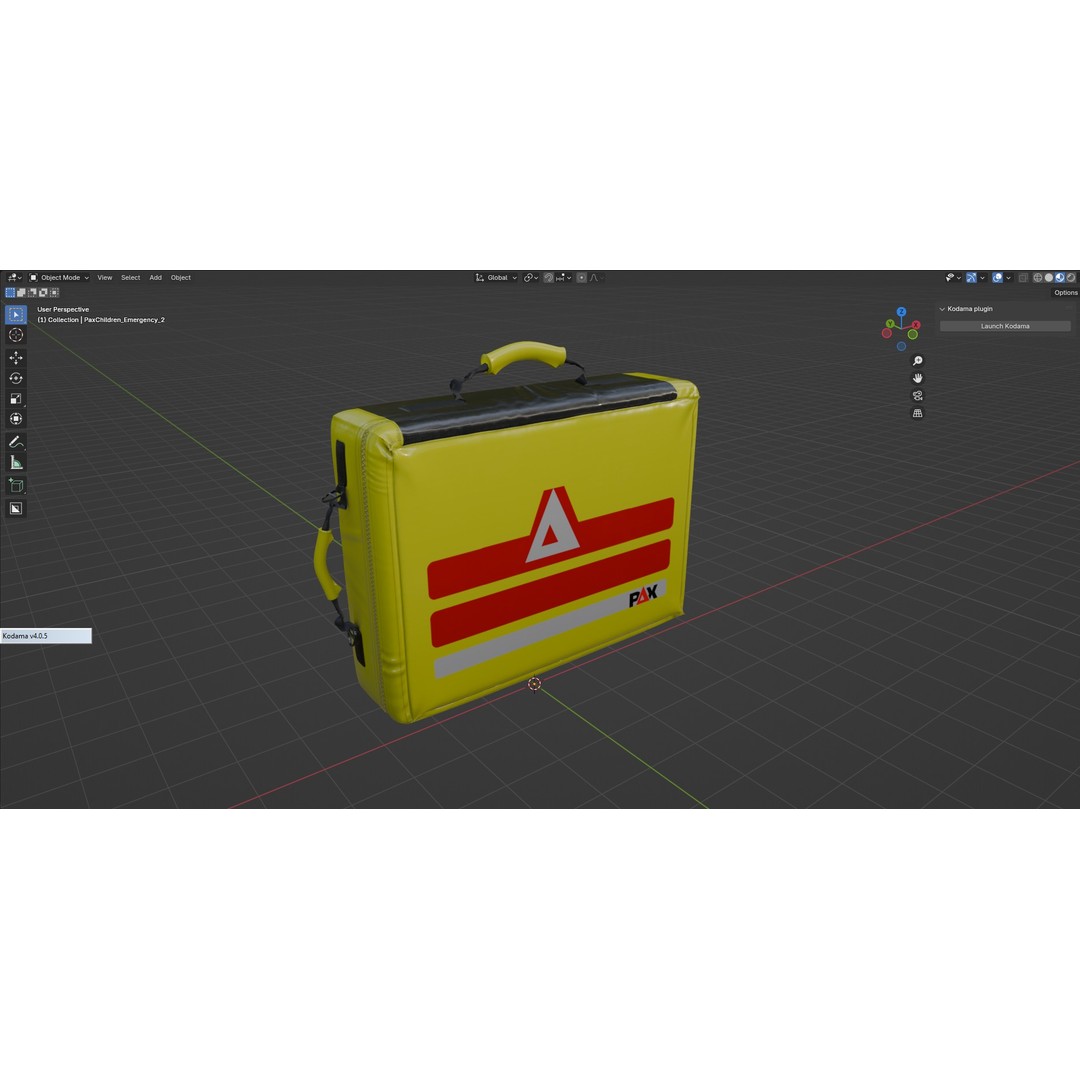 Child Emergency Softcase 3D Model – Low Poly PAX Bag, FBX & OBJ Formats - View 6