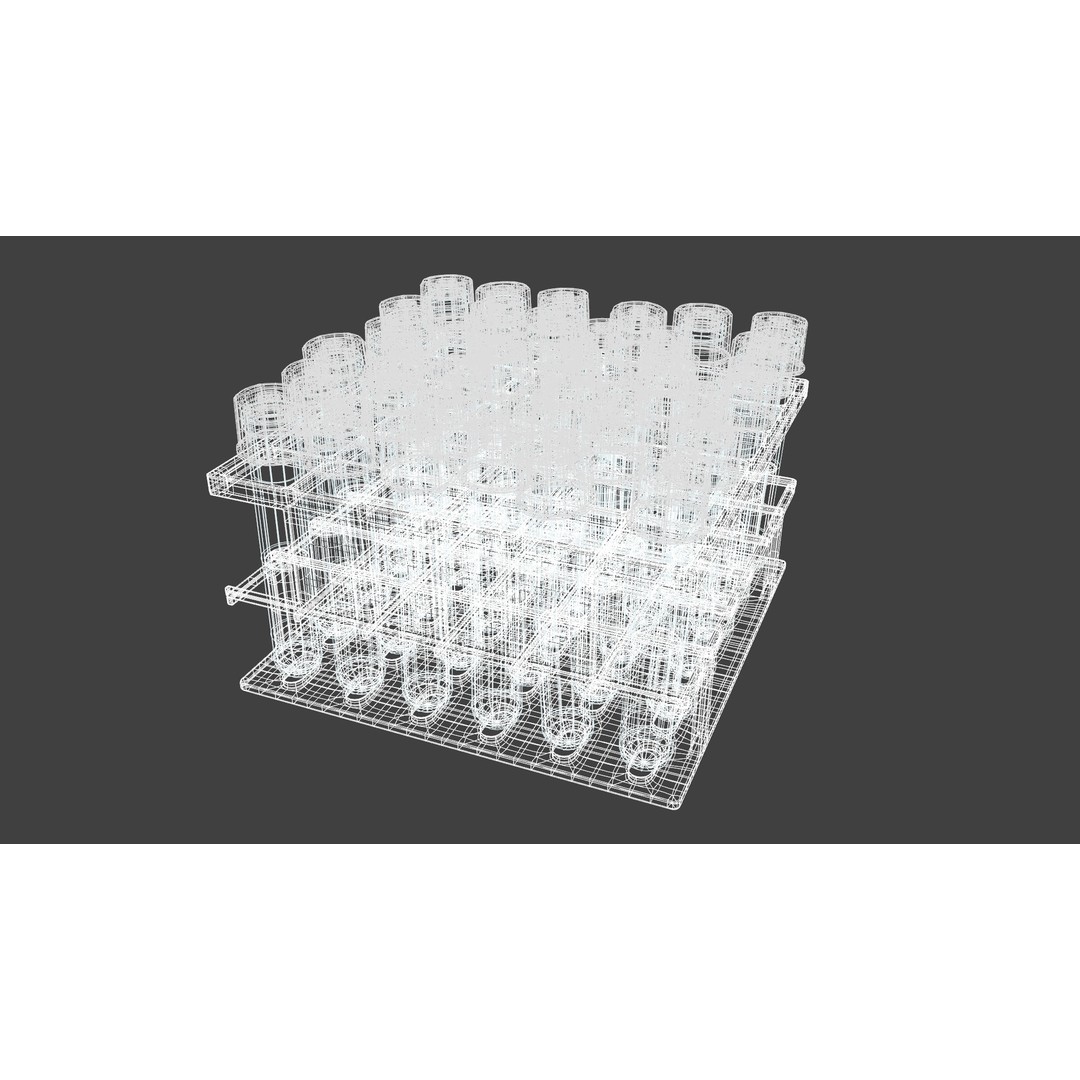 14 ml Liquid Rack 3D Model – Low Poly Laboratory Asset, FBX
