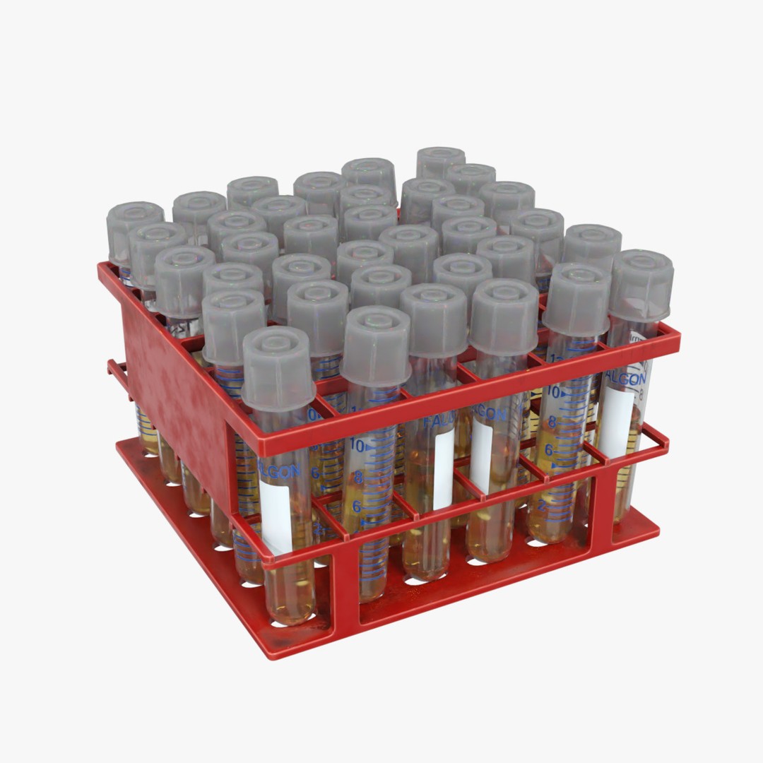 14 ml Liquid Rack 3D Model – Low Poly Laboratory Asset, FBX - View 10