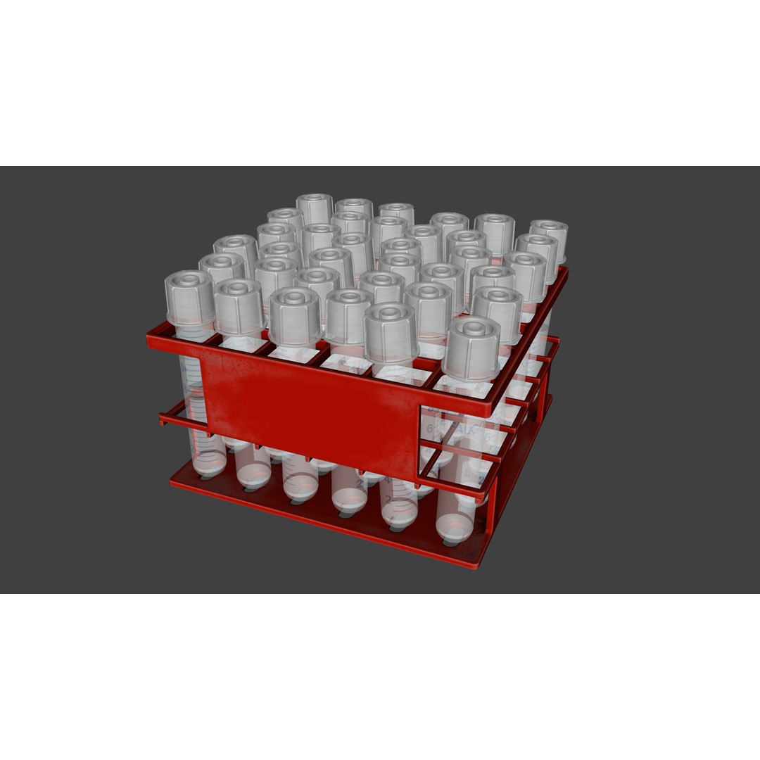 14 ml Liquid Rack 3D Model – Low Poly Laboratory Asset, FBX - View 11