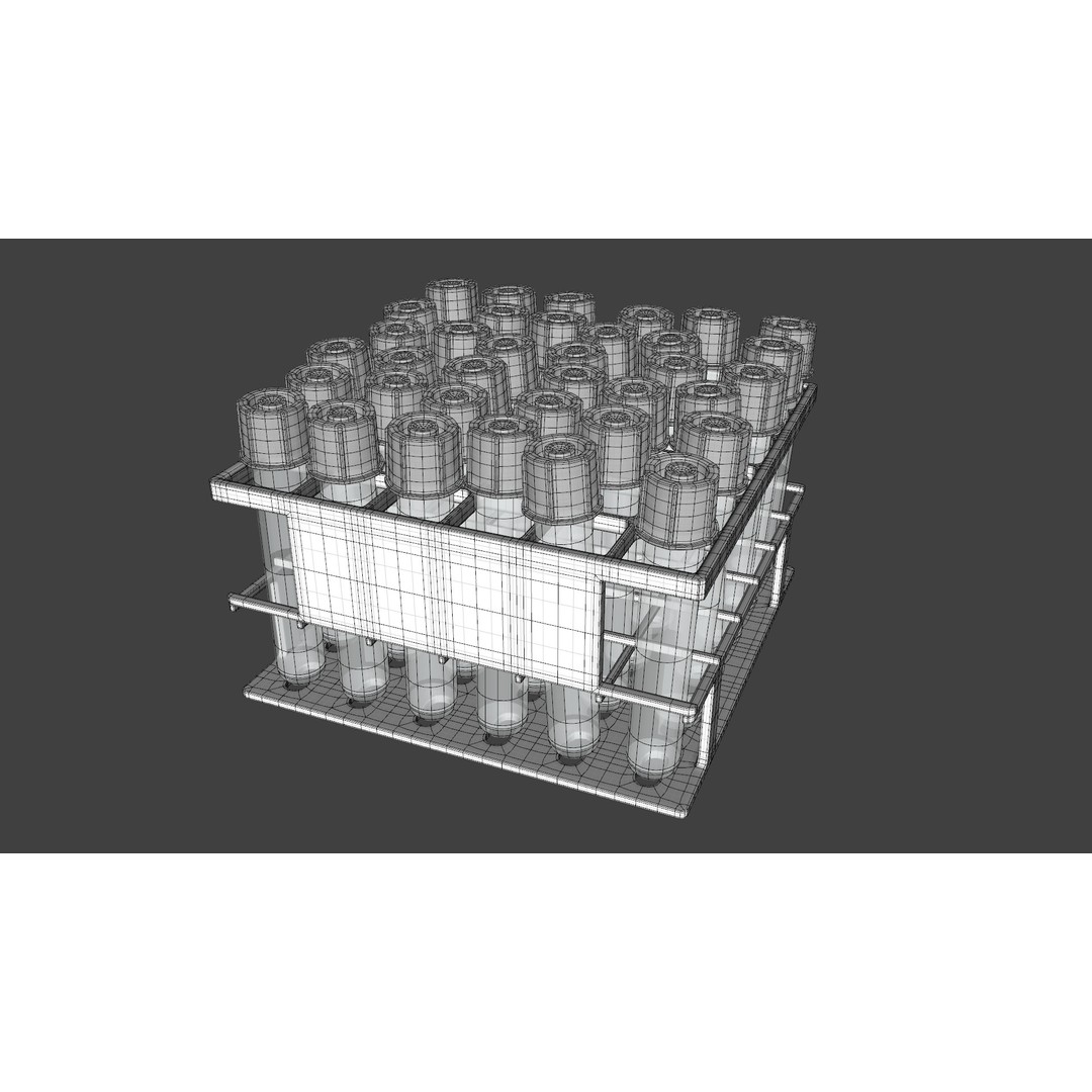 14 ml Liquid Rack 3D Model – Low Poly Laboratory Asset, FBX - View 14