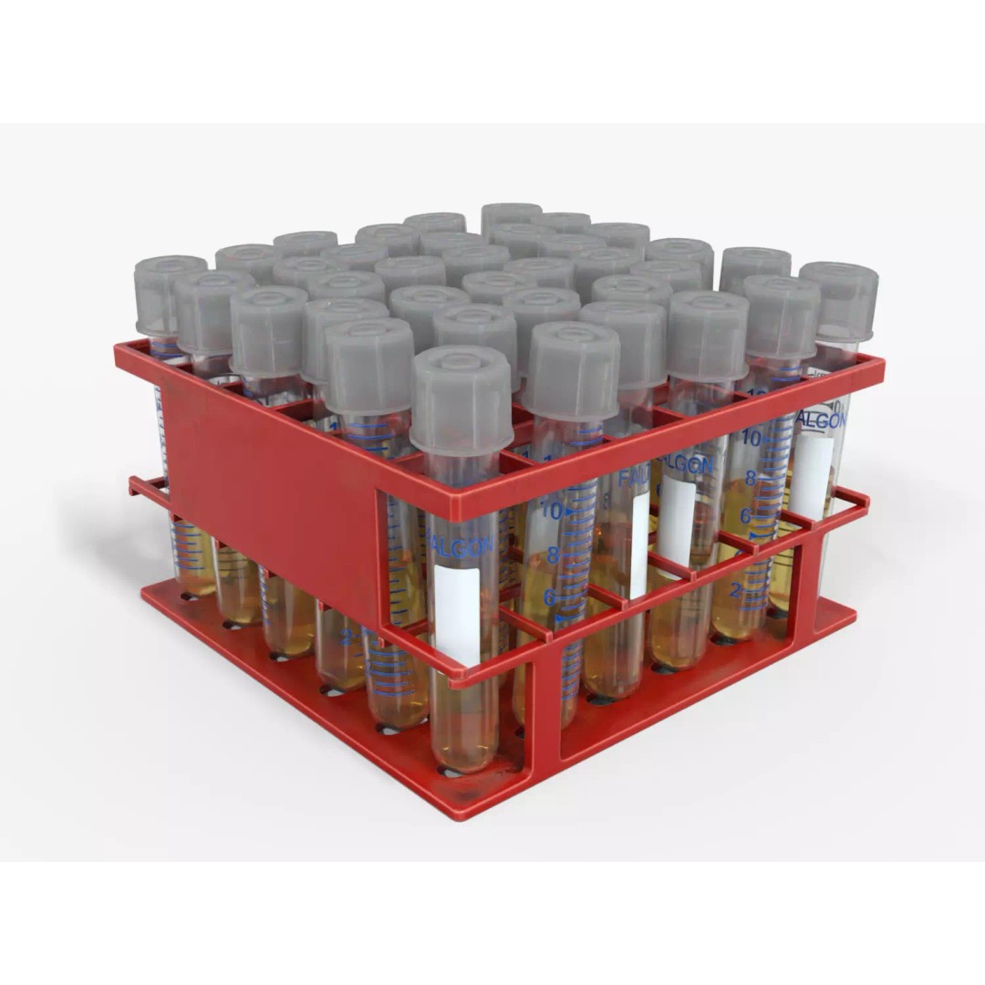 14 ml Liquid Rack 3D Model – Low Poly Laboratory Asset, FBX - View 2