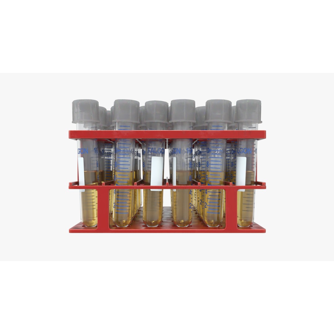 14 ml Liquid Rack 3D Model – Low Poly Laboratory Asset, FBX - View 3