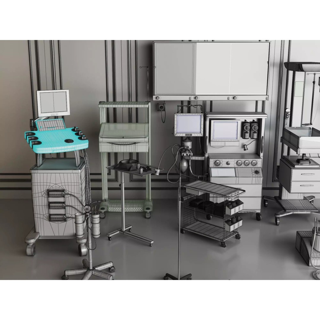 Hospital Examination Room 3D Model – Low Poly Rigged Asset, OBJ/FBX - View 10