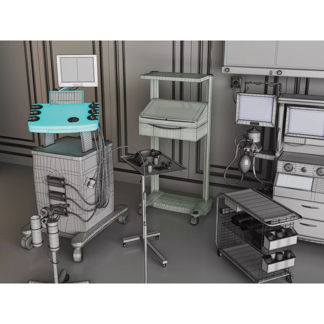 Hospital Examination Room 3D Model – Low Poly Rigged Asset, OBJ/FBX - View 12