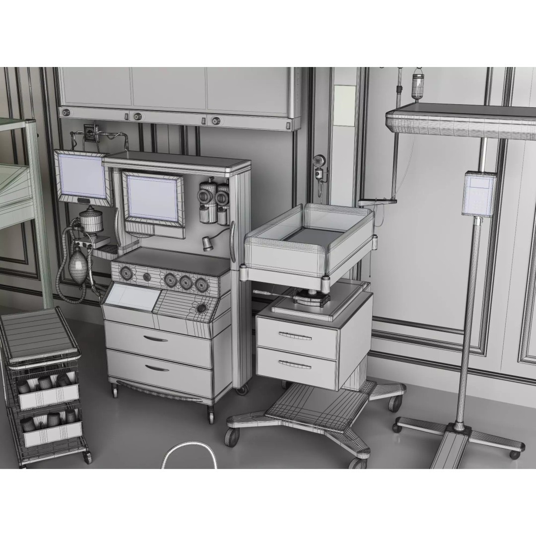 Hospital Examination Room 3D Model – Low Poly Rigged Asset, OBJ/FBX - View 13