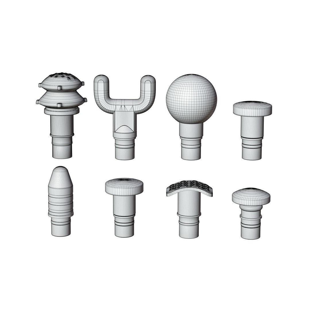 Massage Gun 3D Model – High Poly PBR Asset with Multiple Heads - View 10