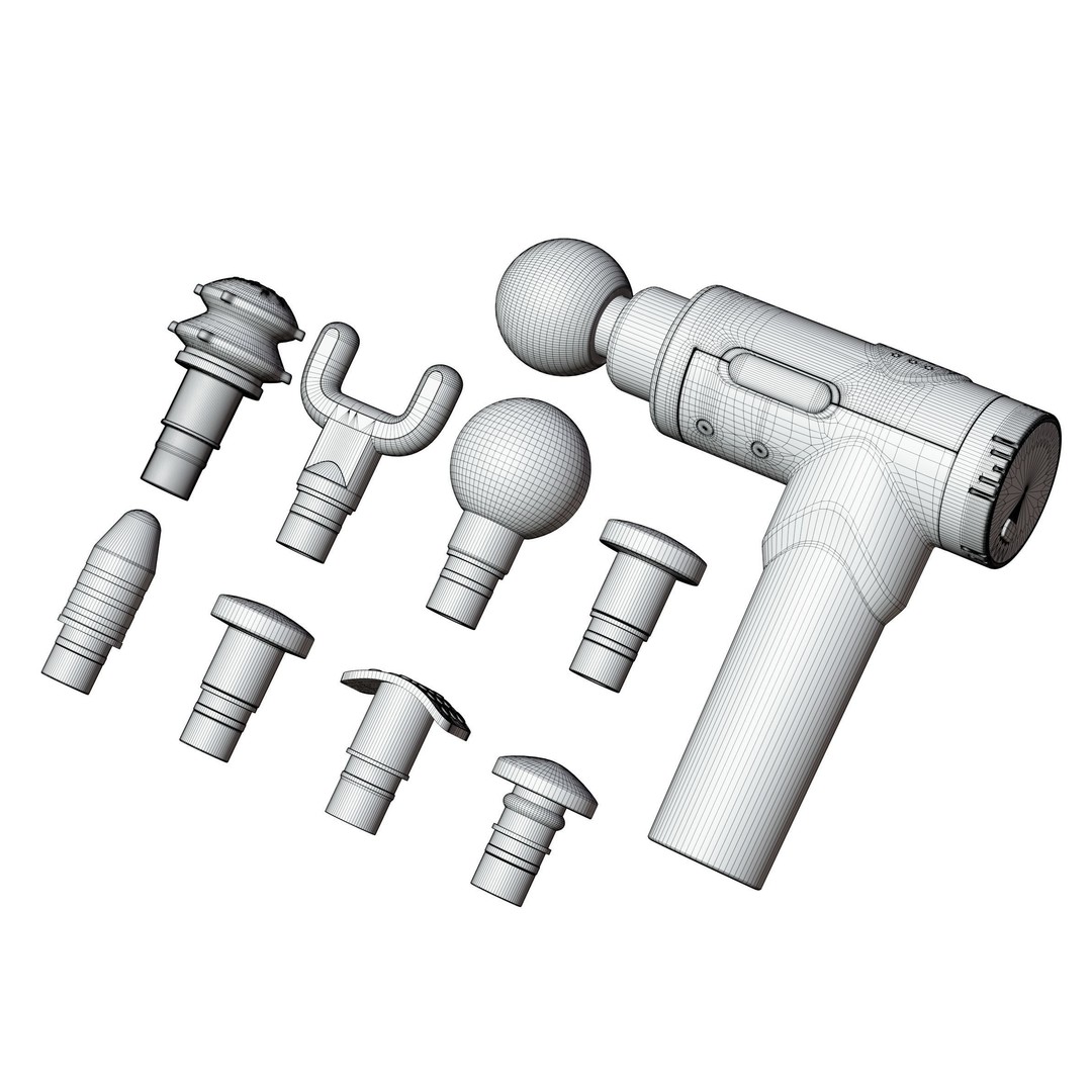 Massage Gun 3D Model – High Poly PBR Asset with Multiple Heads - View 13