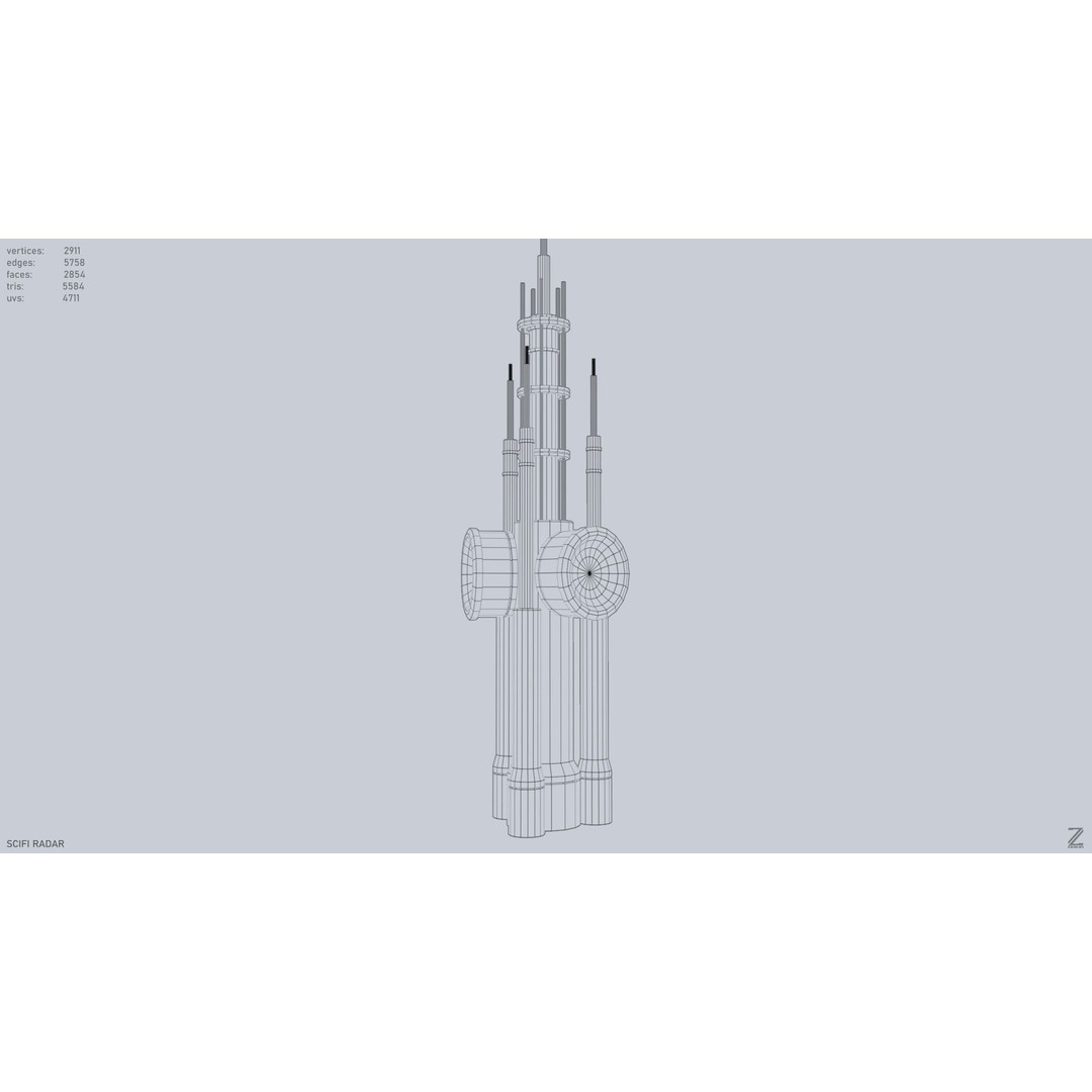 Sci-Fi Radar 3D Model – Low Poly Game Asset, FBX, PBR Textures