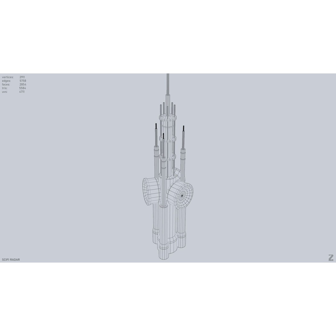Sci-Fi Radar 3D Model – Low Poly Game Asset, FBX, PBR Textures - View 13
