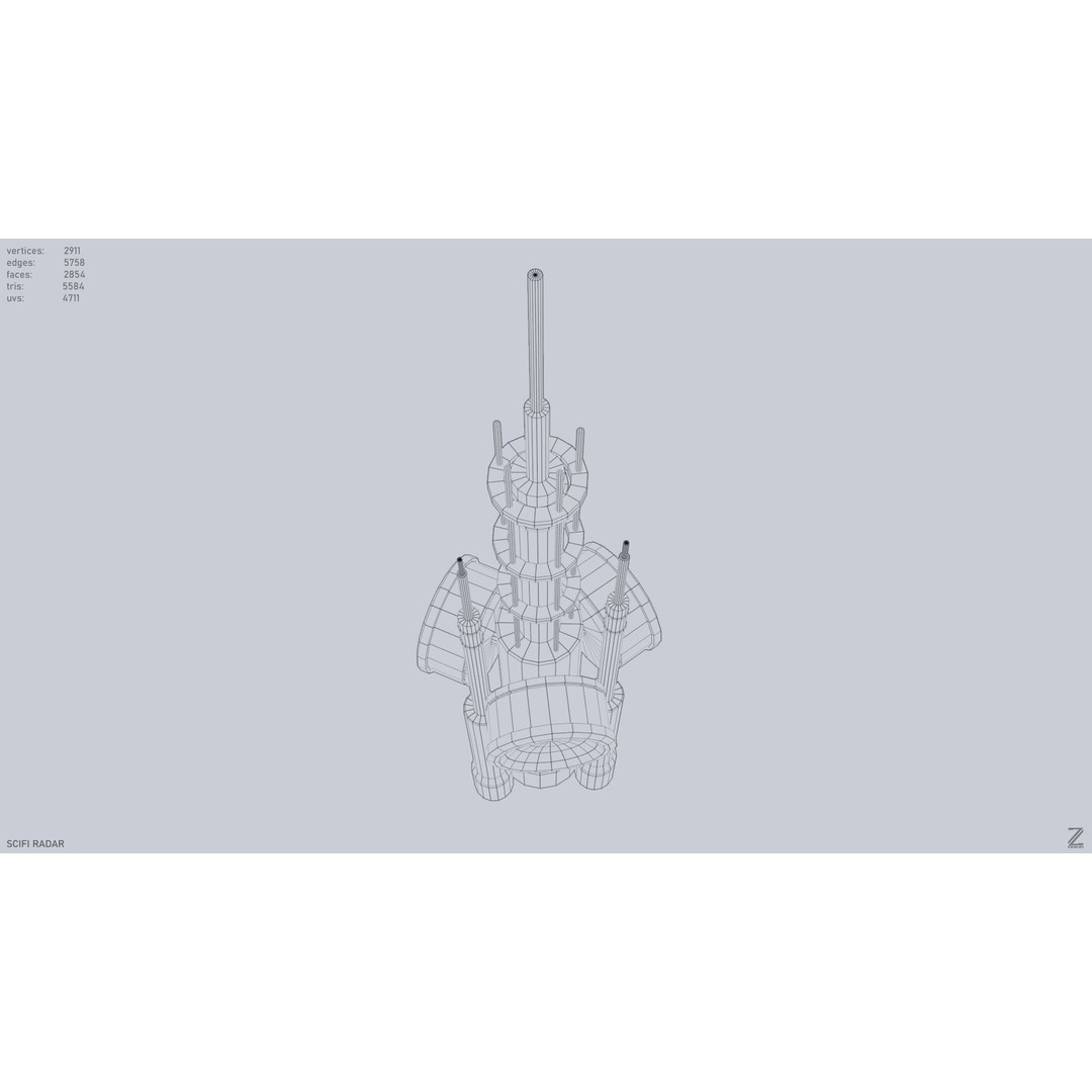 Sci-Fi Radar 3D Model – Low Poly Game Asset, FBX, PBR Textures - View 15