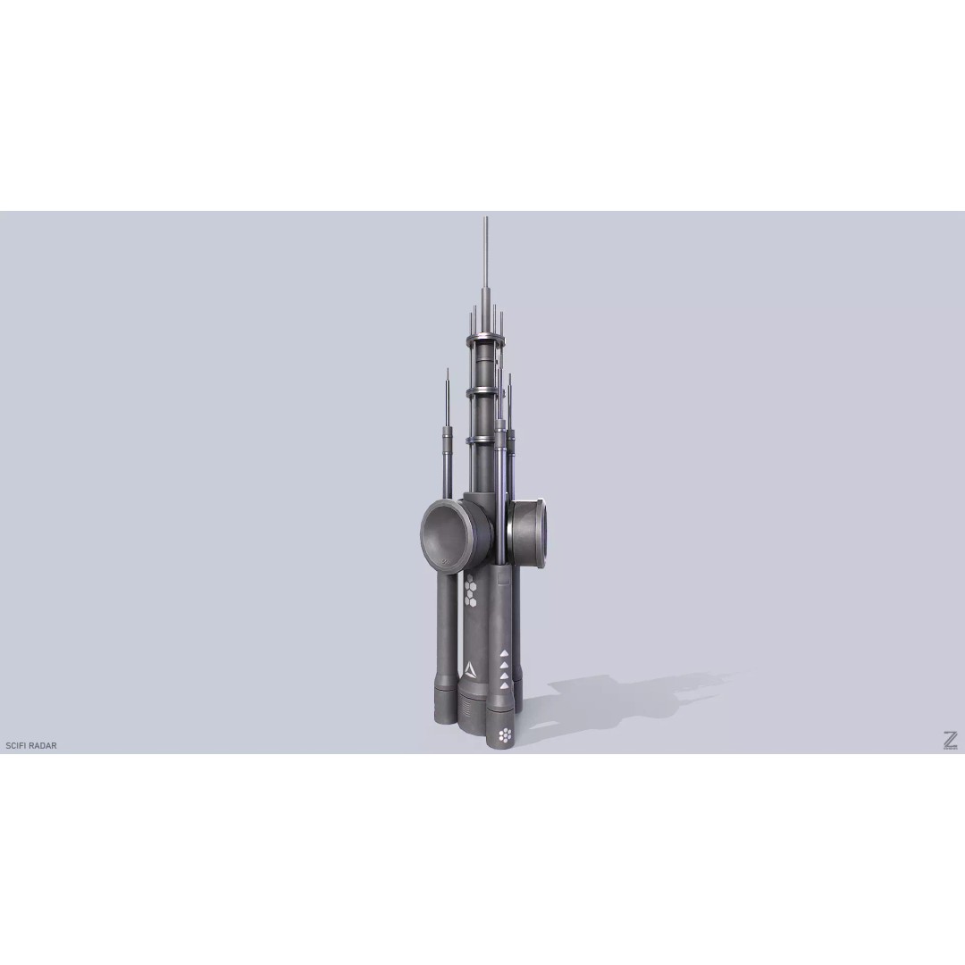 Sci-Fi Radar 3D Model – Low Poly Game Asset, FBX, PBR Textures - View 2