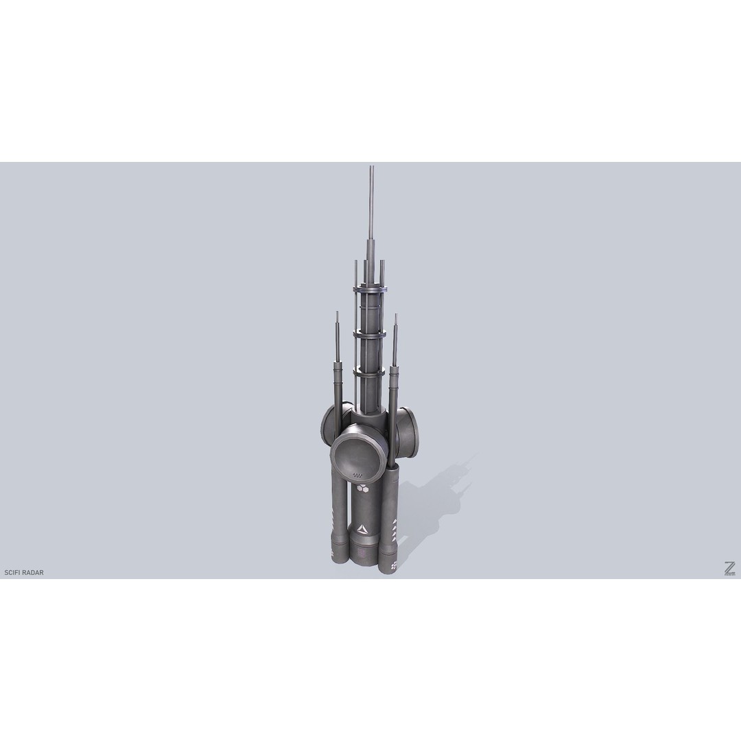 Sci-Fi Radar 3D Model – Low Poly Game Asset, FBX, PBR Textures - View 3