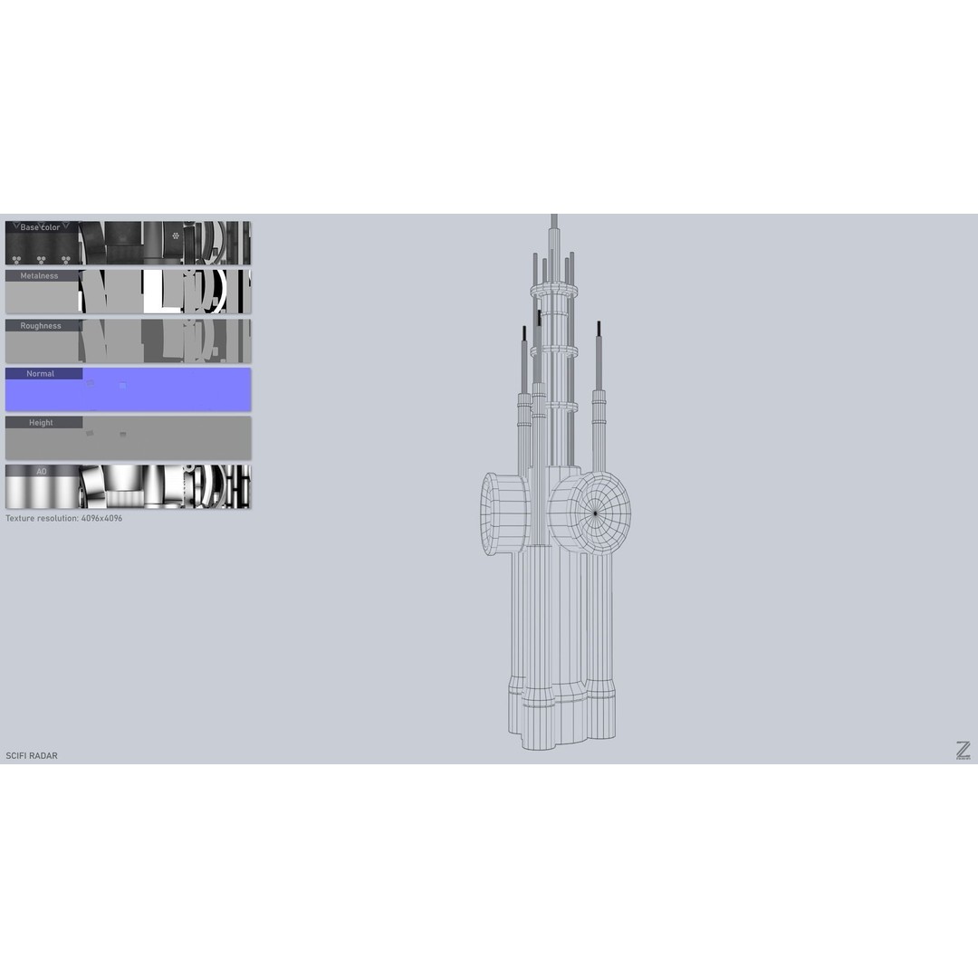 Sci-Fi Radar 3D Model – Low Poly Game Asset, FBX, PBR Textures - View 4
