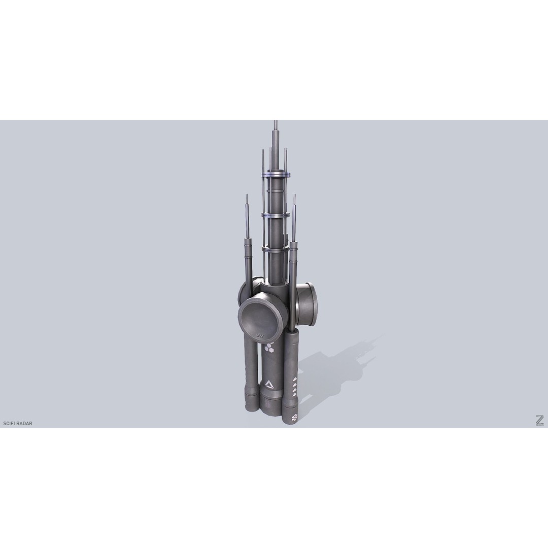 Sci-Fi Radar 3D Model – Low Poly Game Asset, FBX, PBR Textures - View 7