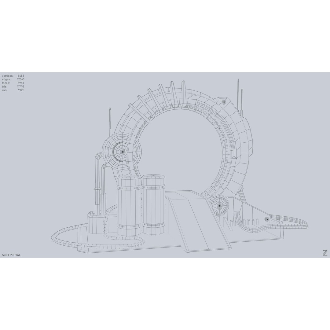 Sci-Fi Portal 3D Model – Low Poly Game Asset, FBX, PBR Textures