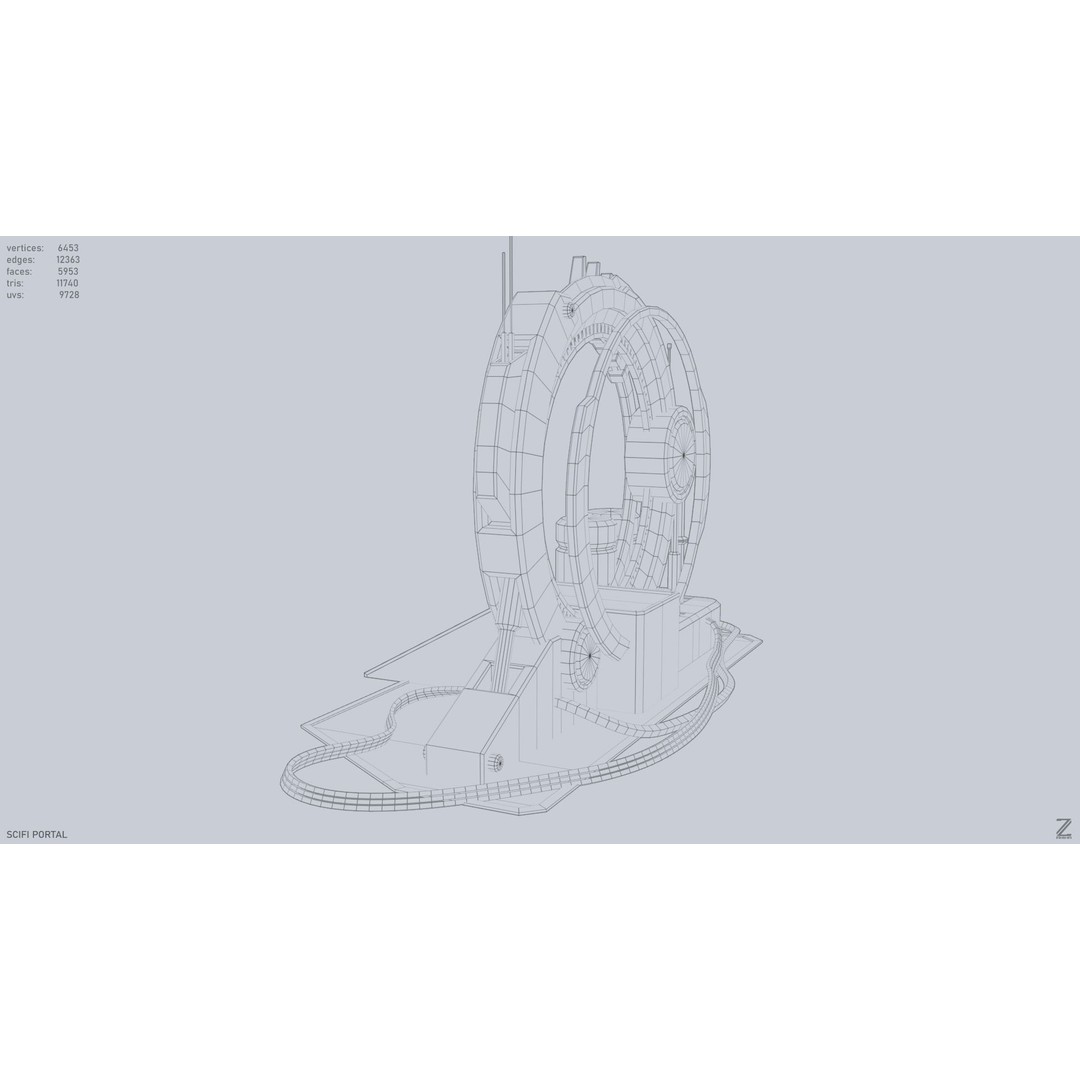 Sci-Fi Portal 3D Model – Low Poly Game Asset, FBX, PBR Textures - View 10