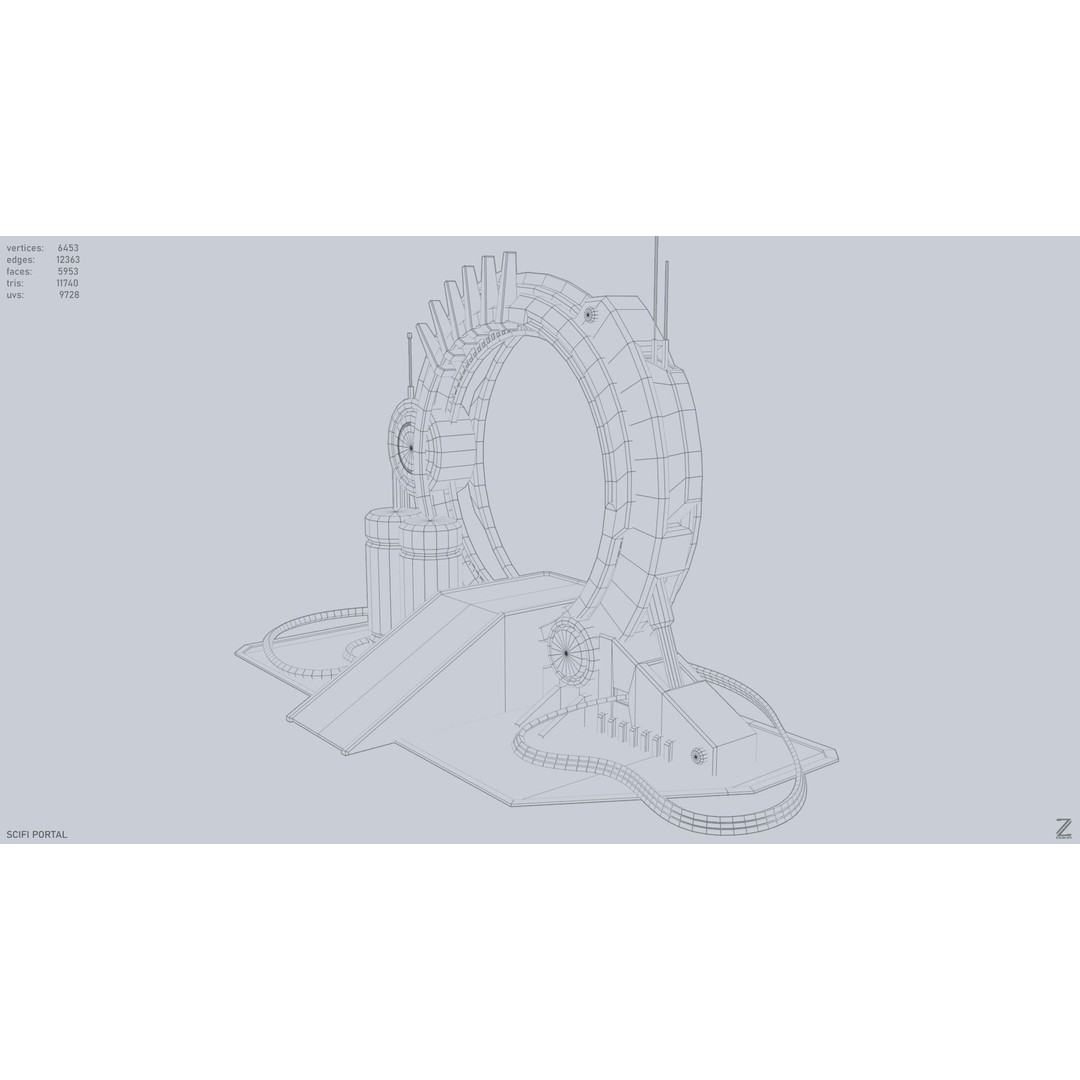 Sci-Fi Portal 3D Model – Low Poly Game Asset, FBX, PBR Textures - View 12