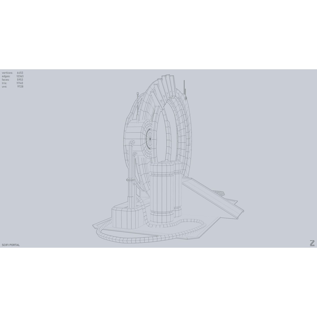 Sci-Fi Portal 3D Model – Low Poly Game Asset, FBX, PBR Textures - View 13