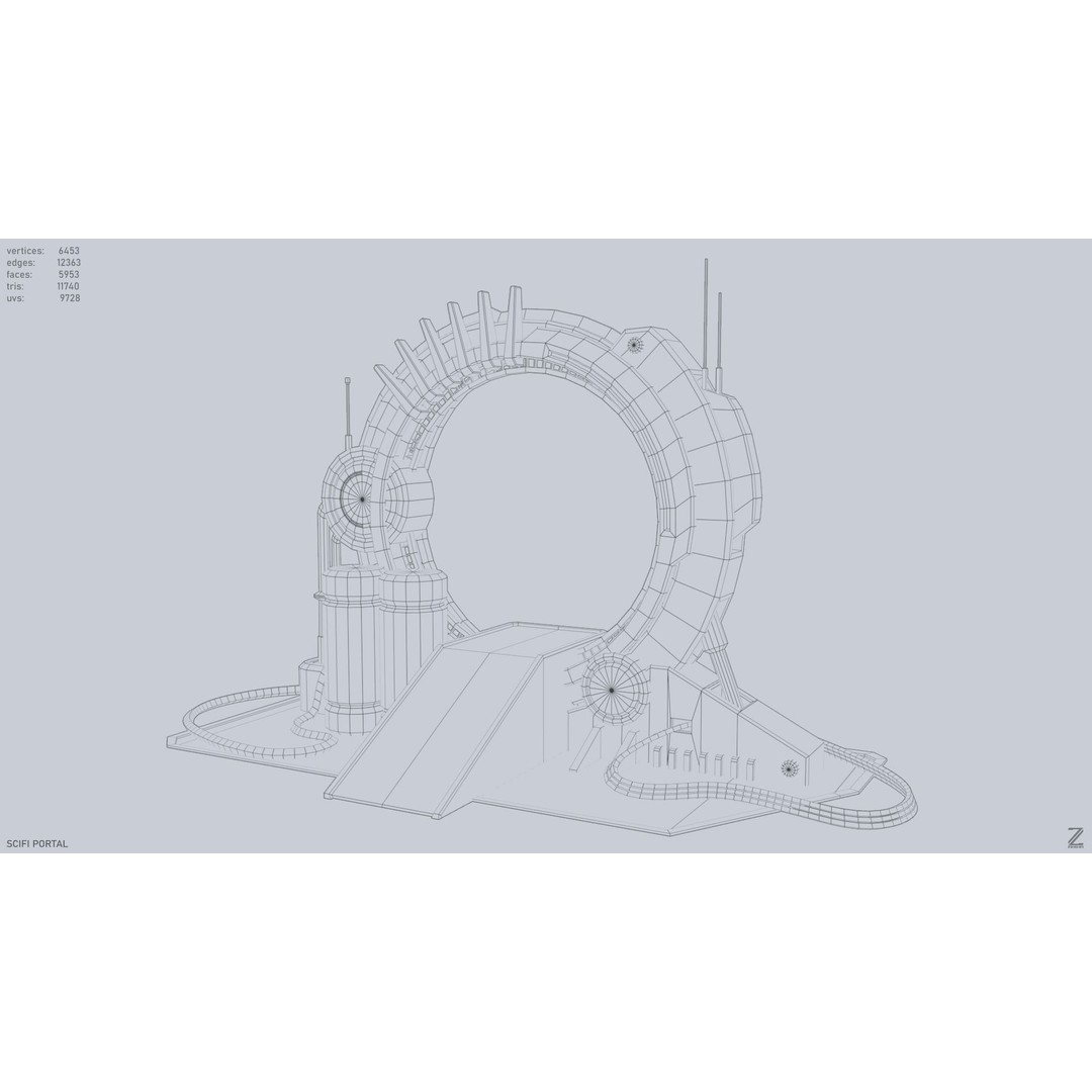 Sci-Fi Portal 3D Model – Low Poly Game Asset, FBX, PBR Textures - View 14