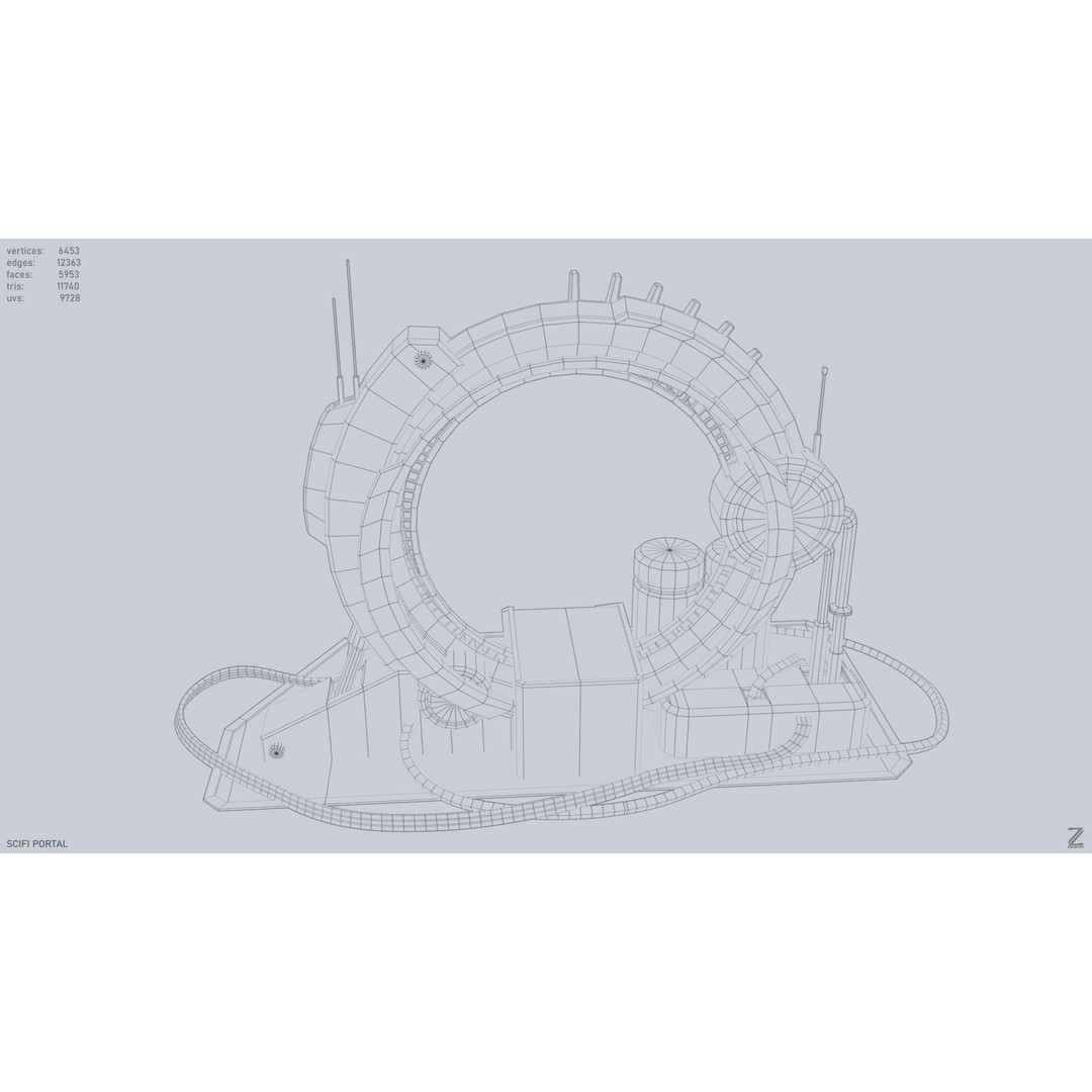Sci-Fi Portal 3D Model – Low Poly Game Asset, FBX, PBR Textures - View 15