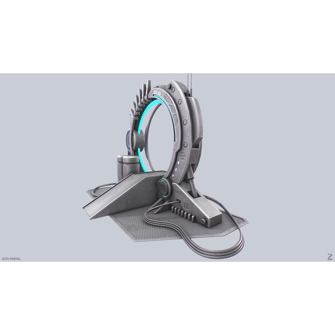 Sci-Fi Portal 3D Model – Low Poly Game Asset, FBX, PBR Textures - View 3