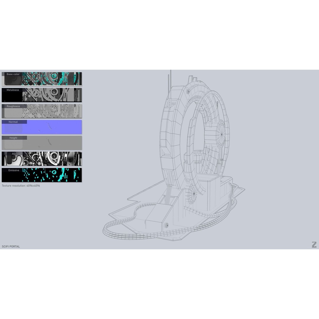 Sci-Fi Portal 3D Model – Low Poly Game Asset, FBX, PBR Textures - View 4