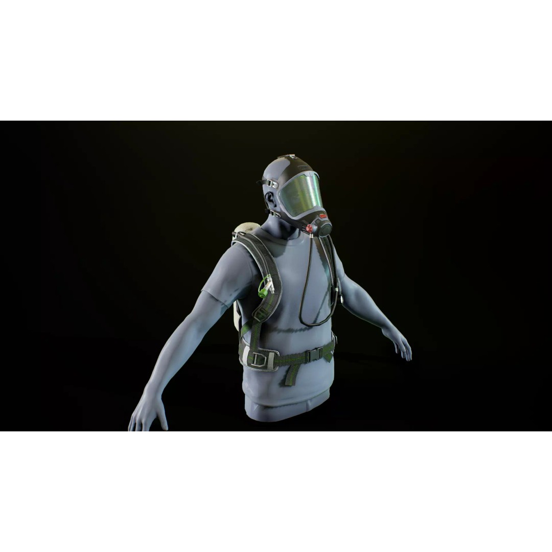 MSA M1 Breathing System 3D Model – Low Poly Game-Ready, Rigged FBX - View 2