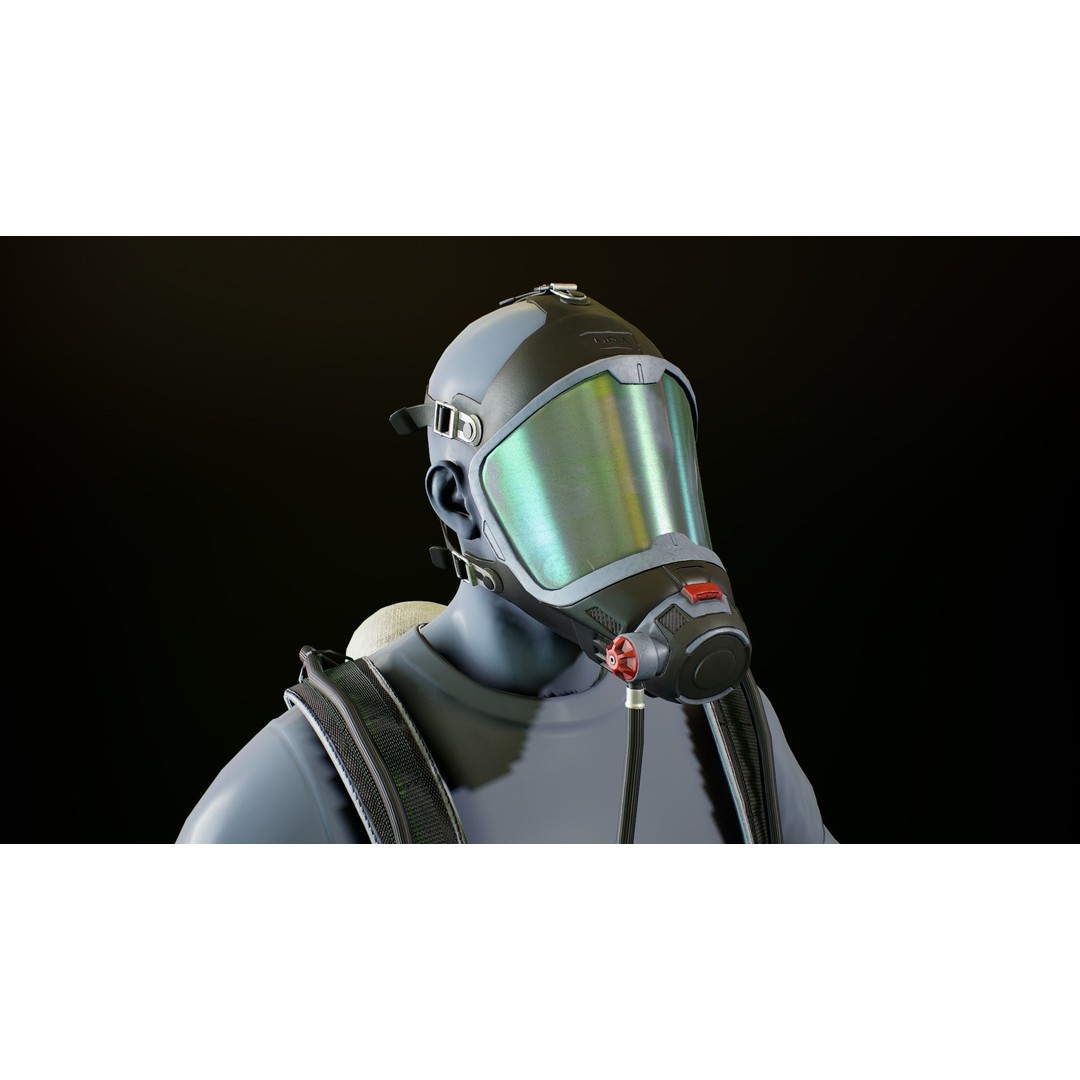 MSA M1 Breathing System 3D Model – Low Poly Game-Ready, Rigged FBX - View 3