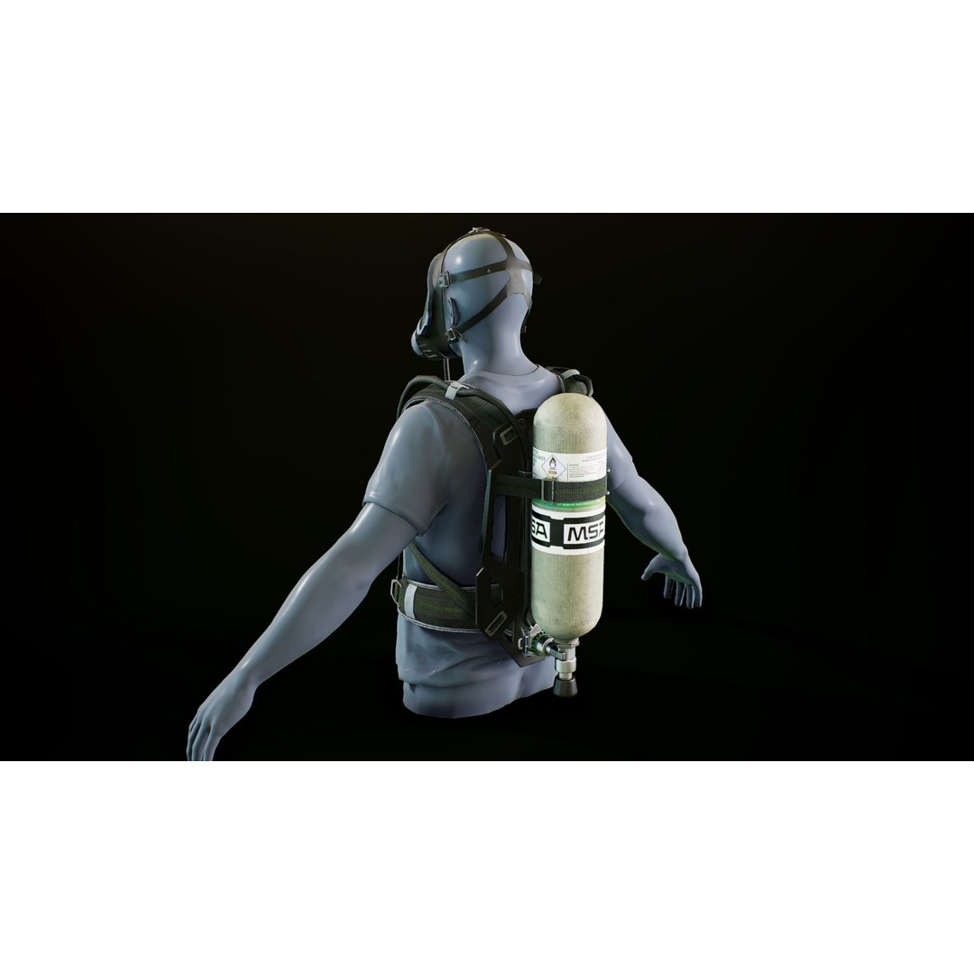 MSA M1 Breathing System 3D Model – Low Poly Game-Ready, Rigged FBX - View 4