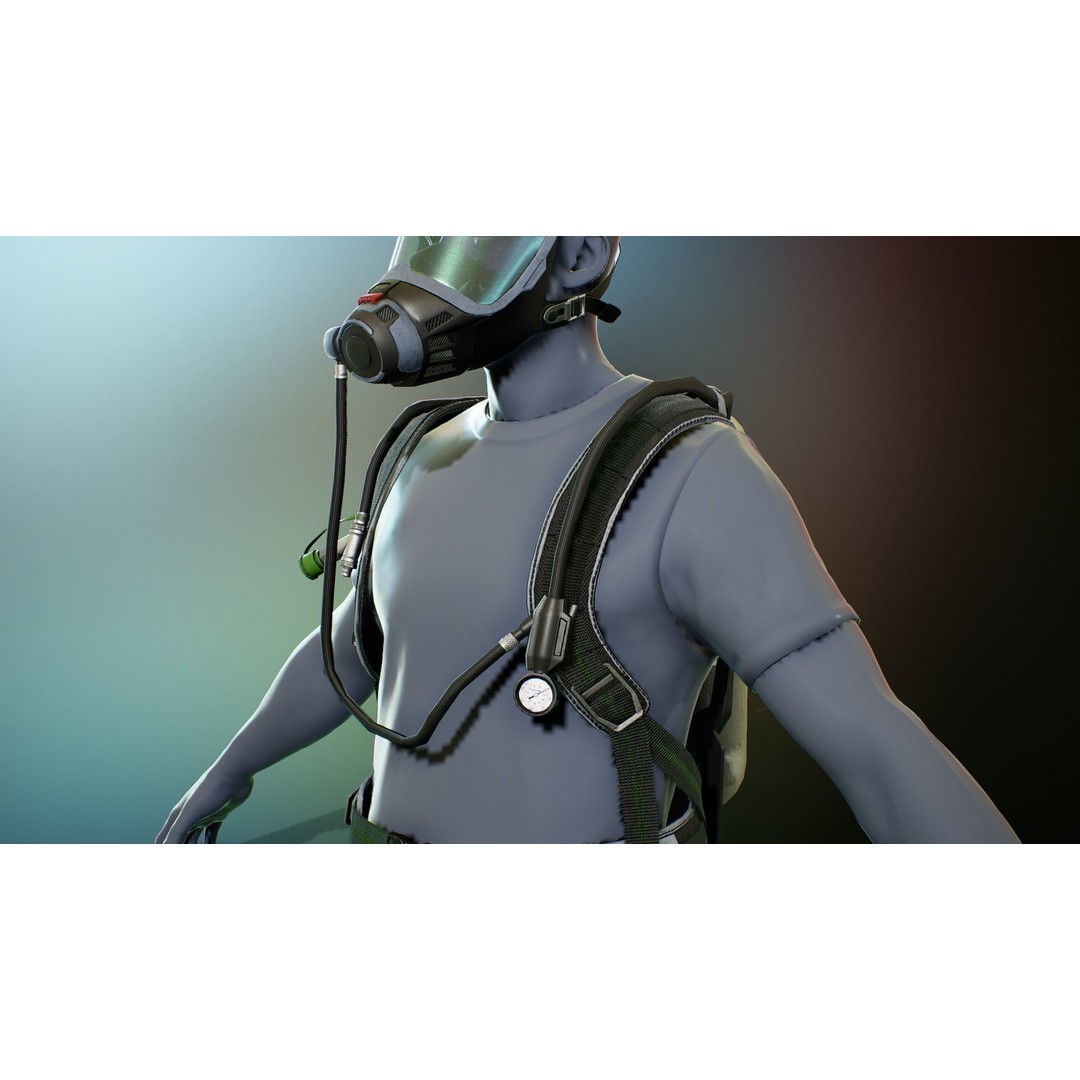 MSA M1 Breathing System 3D Model – Low Poly Game-Ready, Rigged FBX - View 5