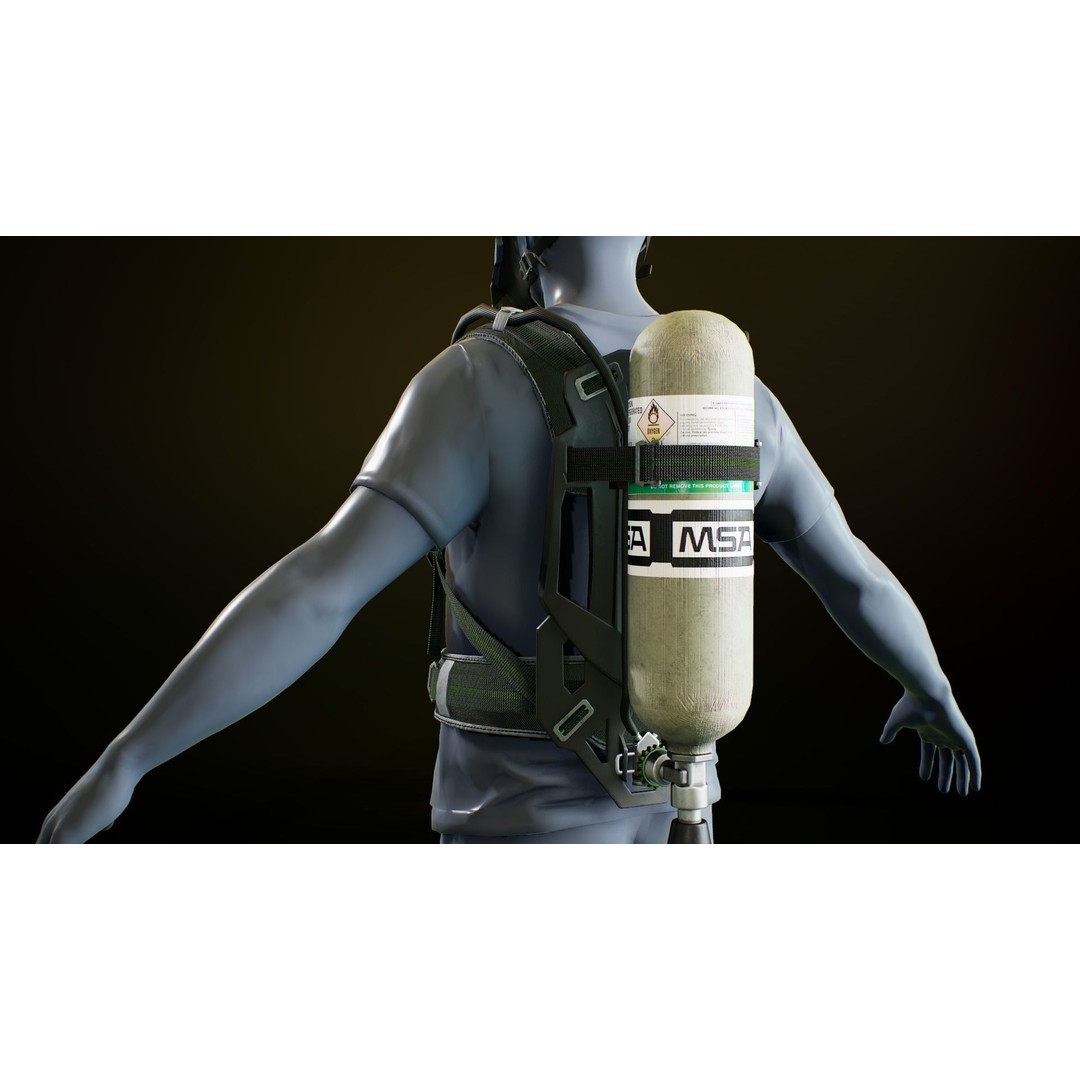 MSA M1 Breathing System 3D Model – Low Poly Game-Ready, Rigged FBX - View 6