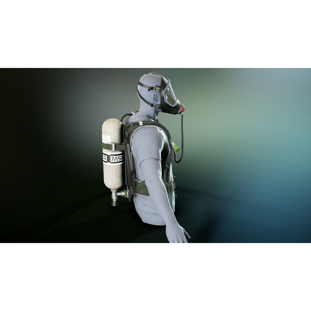 MSA M1 Breathing System 3D Model – Low Poly Game-Ready, Rigged FBX - View 7