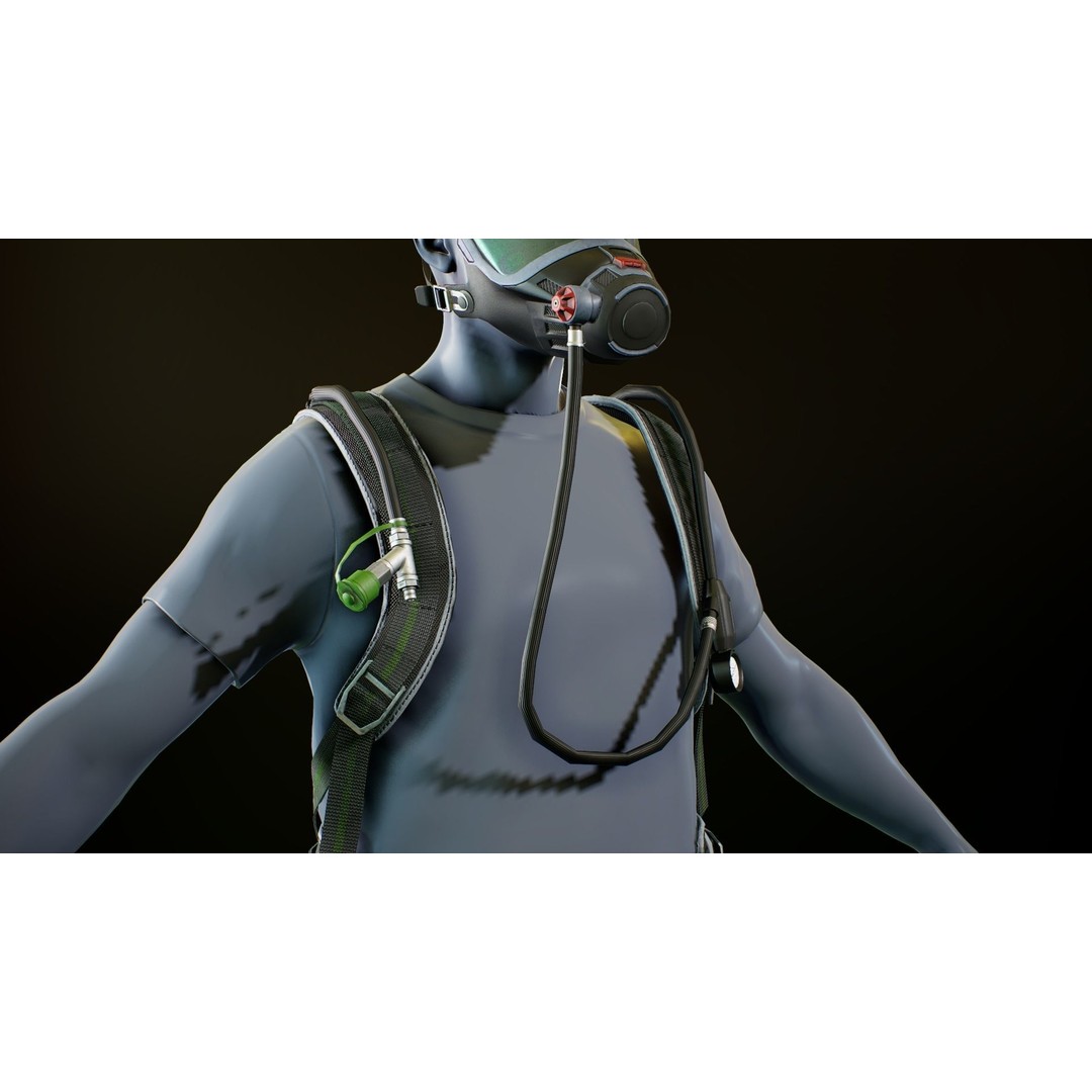 MSA M1 Breathing System 3D Model – Low Poly Game-Ready, Rigged FBX - View 8