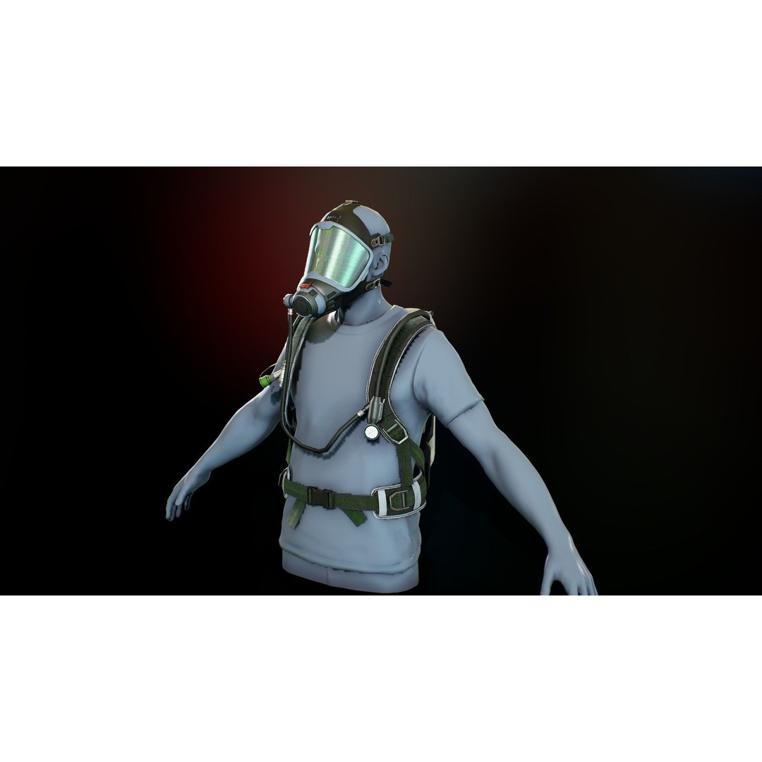 MSA M1 Breathing System 3D Model – Low Poly Game-Ready, Rigged FBX - View 9