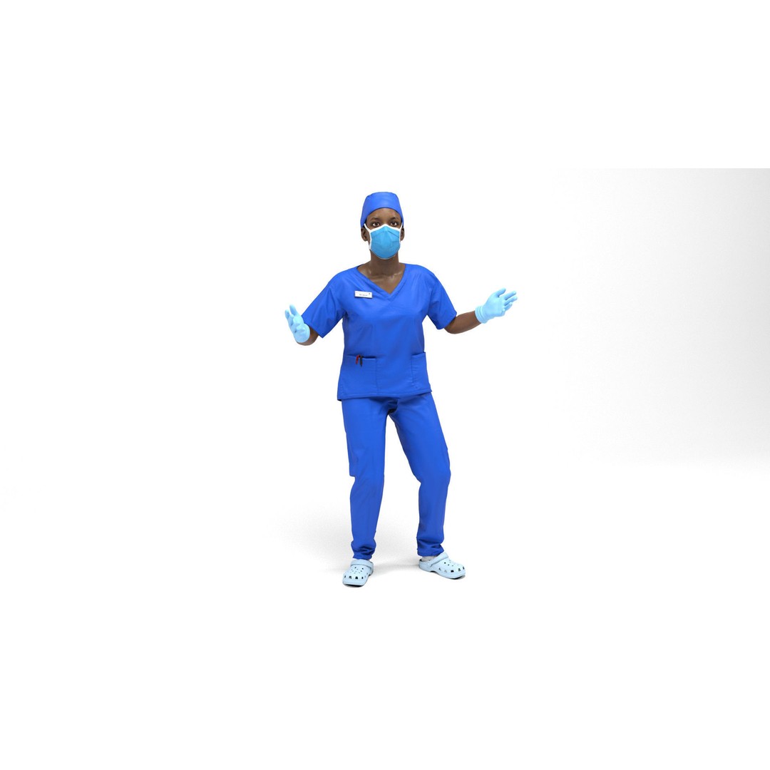 Nurse 3D Model – Low Poly Animated Character for Games, FBX, OBJ - View 10