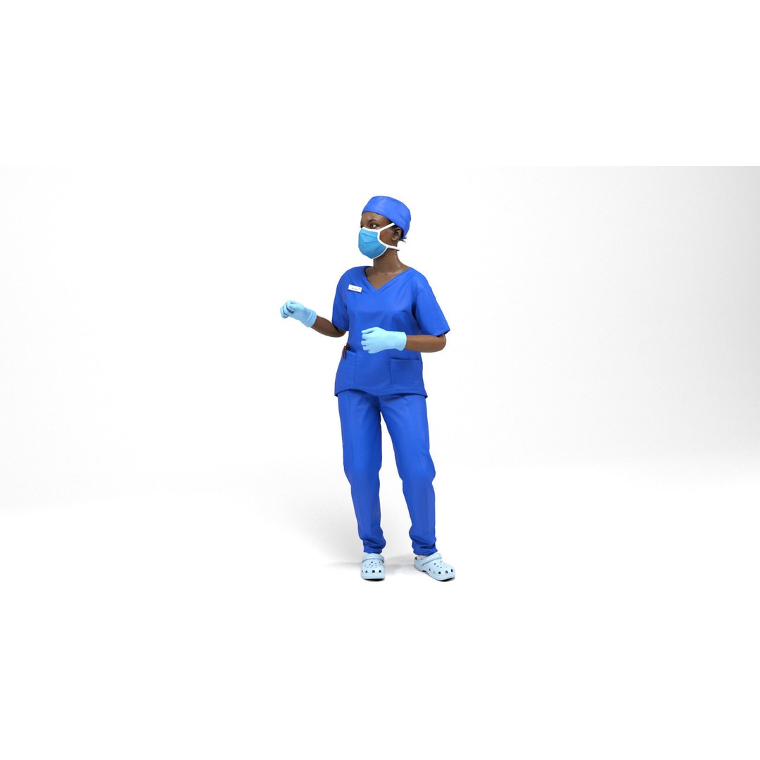 Nurse 3D Model – Low Poly Animated Character for Games, FBX, OBJ - View 11