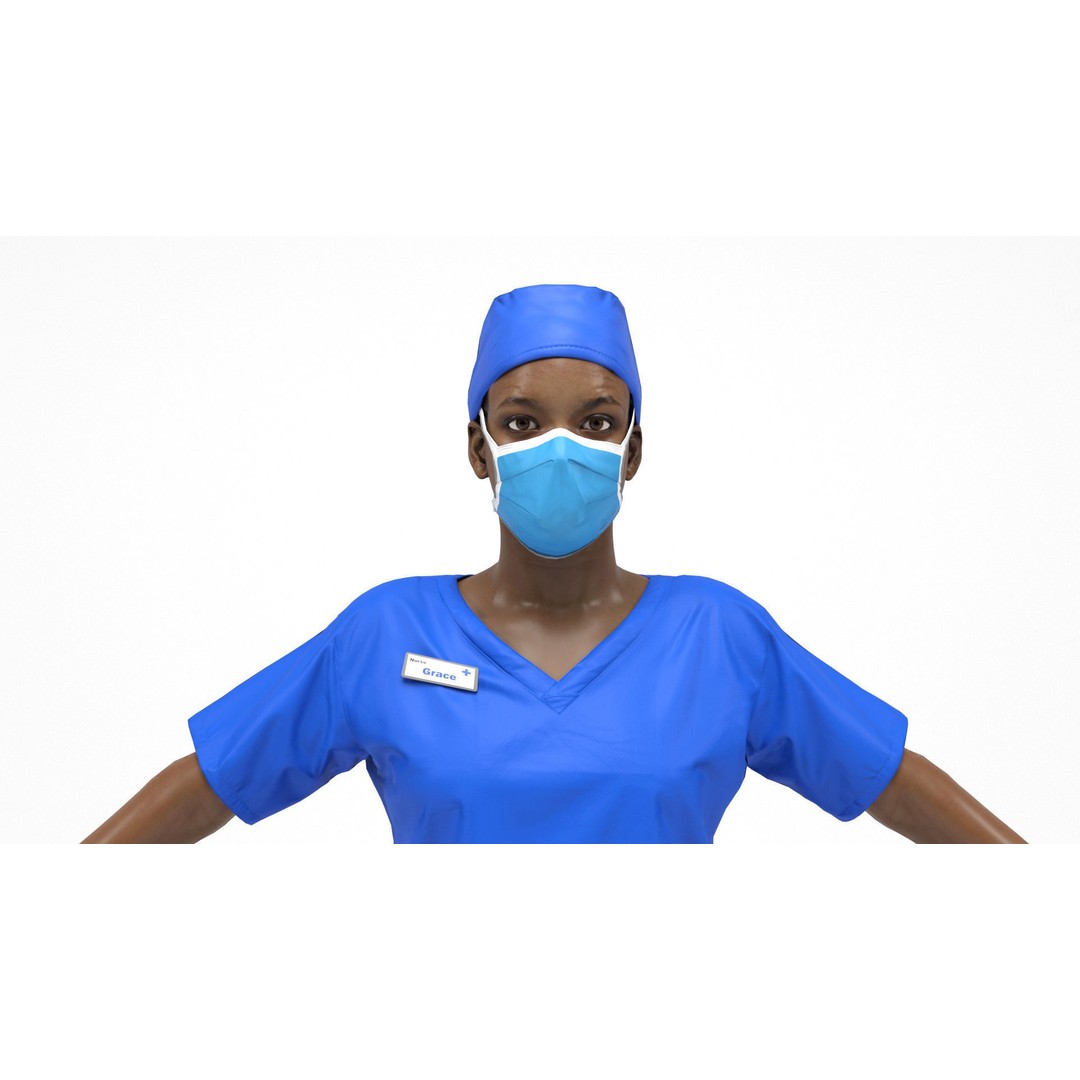Nurse 3D Model – Low Poly Animated Character for Games, FBX, OBJ - View 12
