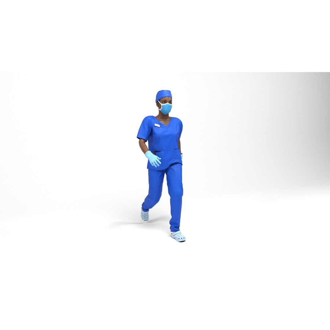 Nurse 3D Model – Low Poly Animated Character for Games, FBX, OBJ - View 14
