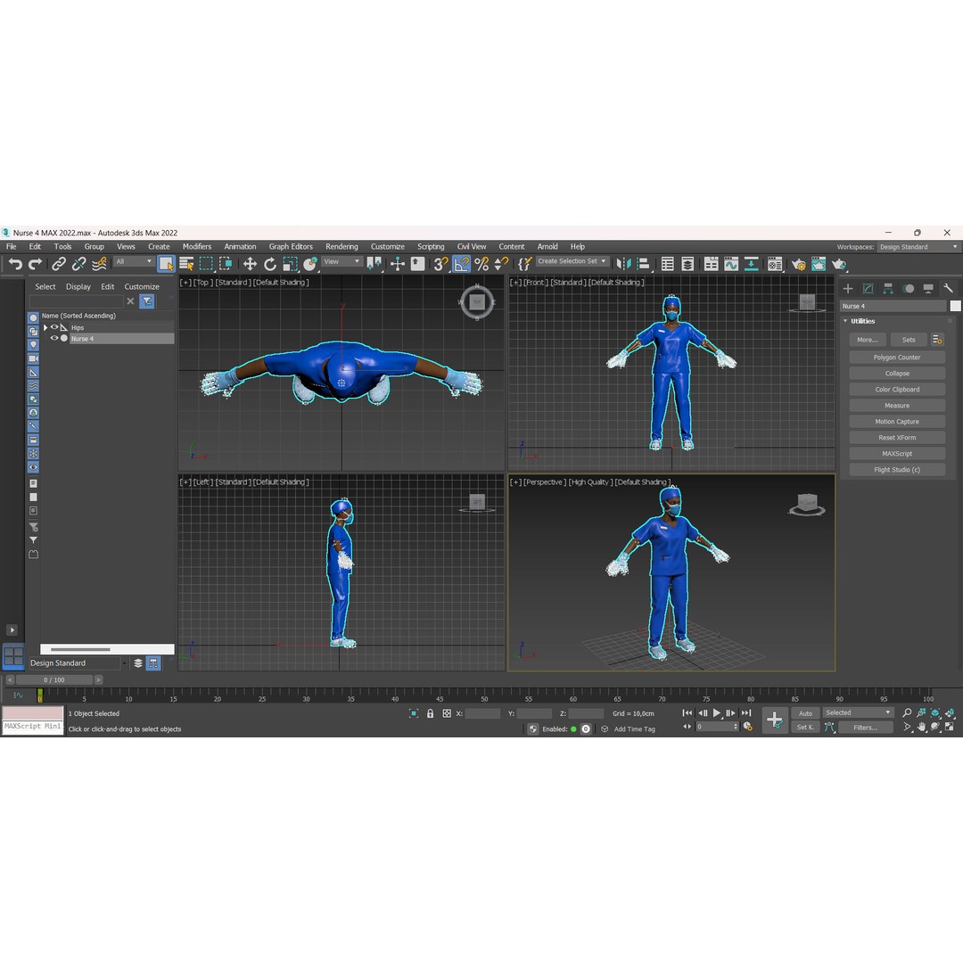 Nurse 3D Model – Low Poly Animated Character for Games, FBX, OBJ - View 15