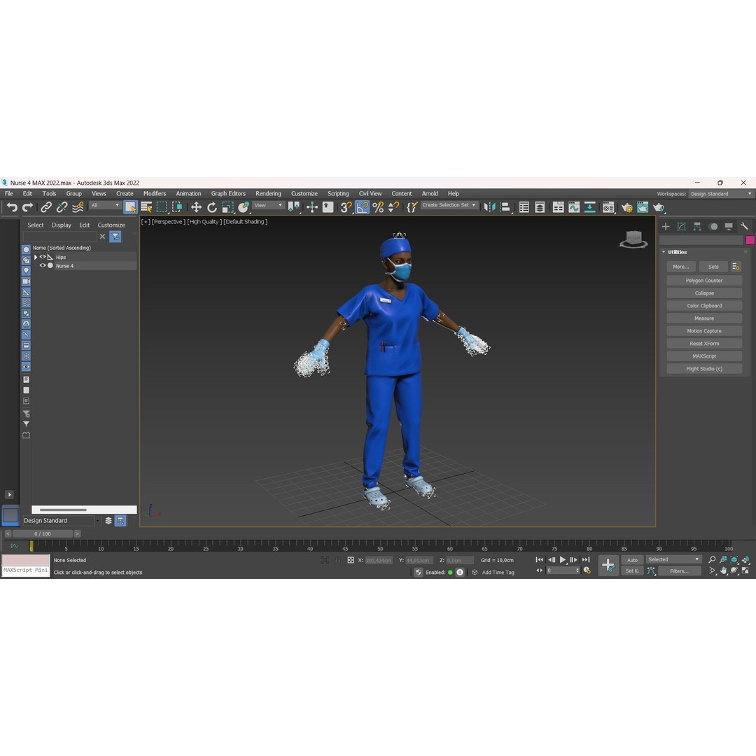 Nurse 3D Model – Low Poly Animated Character for Games, FBX, OBJ - View 16