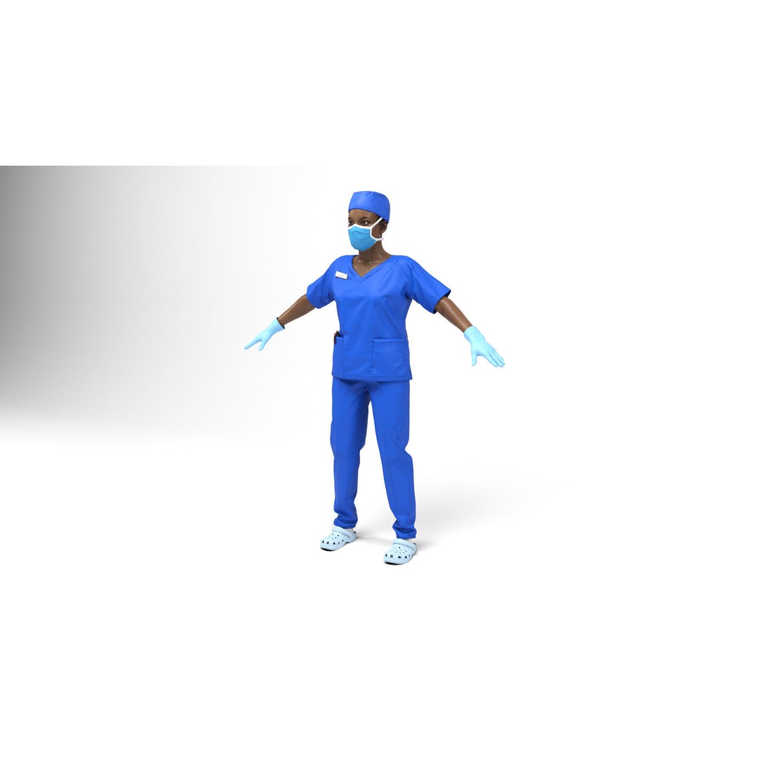 Nurse 3D Model – Low Poly Animated Character for Games, FBX, OBJ - View 3