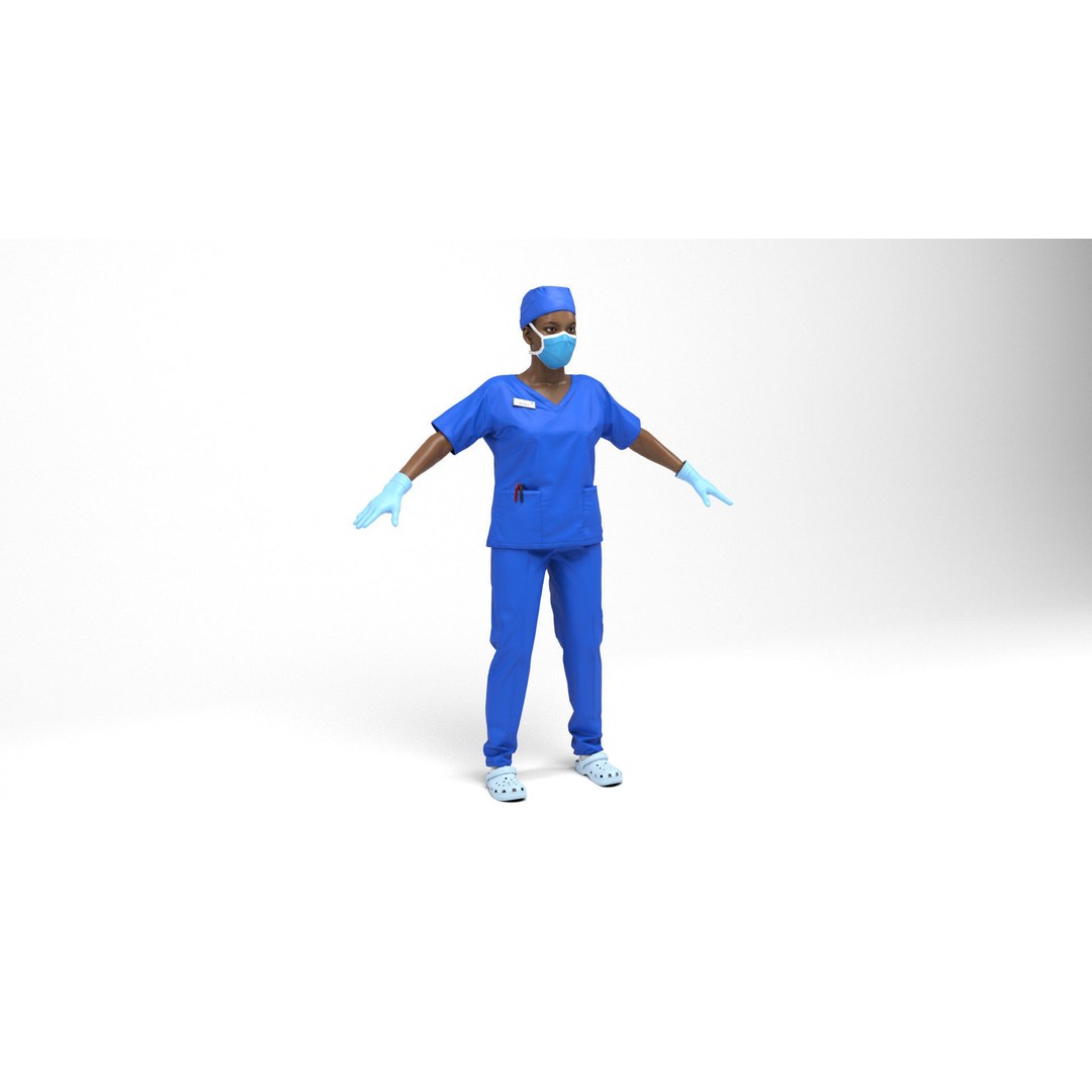 Nurse 3D Model – Low Poly Animated Character for Games, FBX, OBJ - View 4
