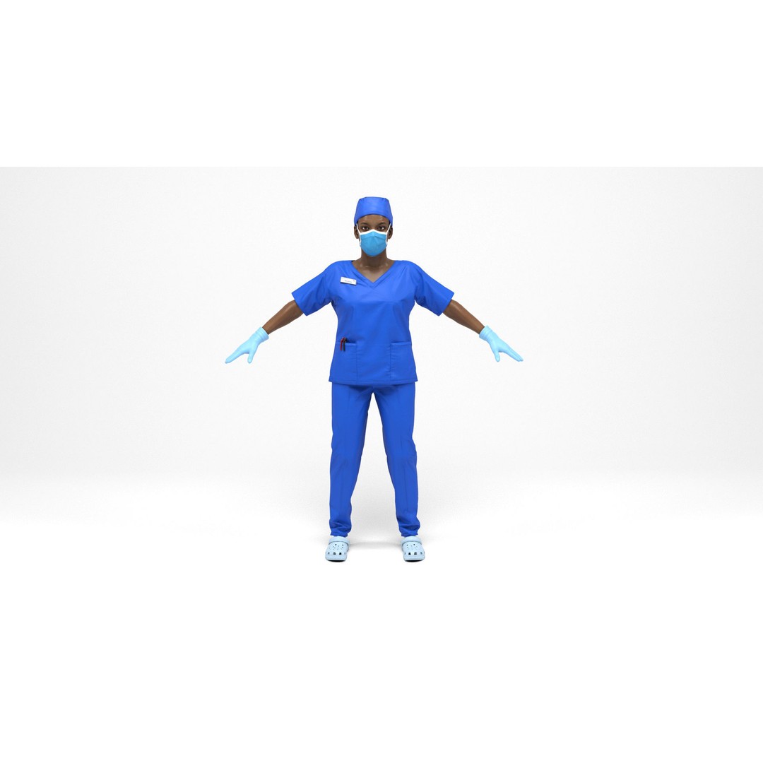 Nurse 3D Model – Low Poly Animated Character for Games, FBX, OBJ - View 5