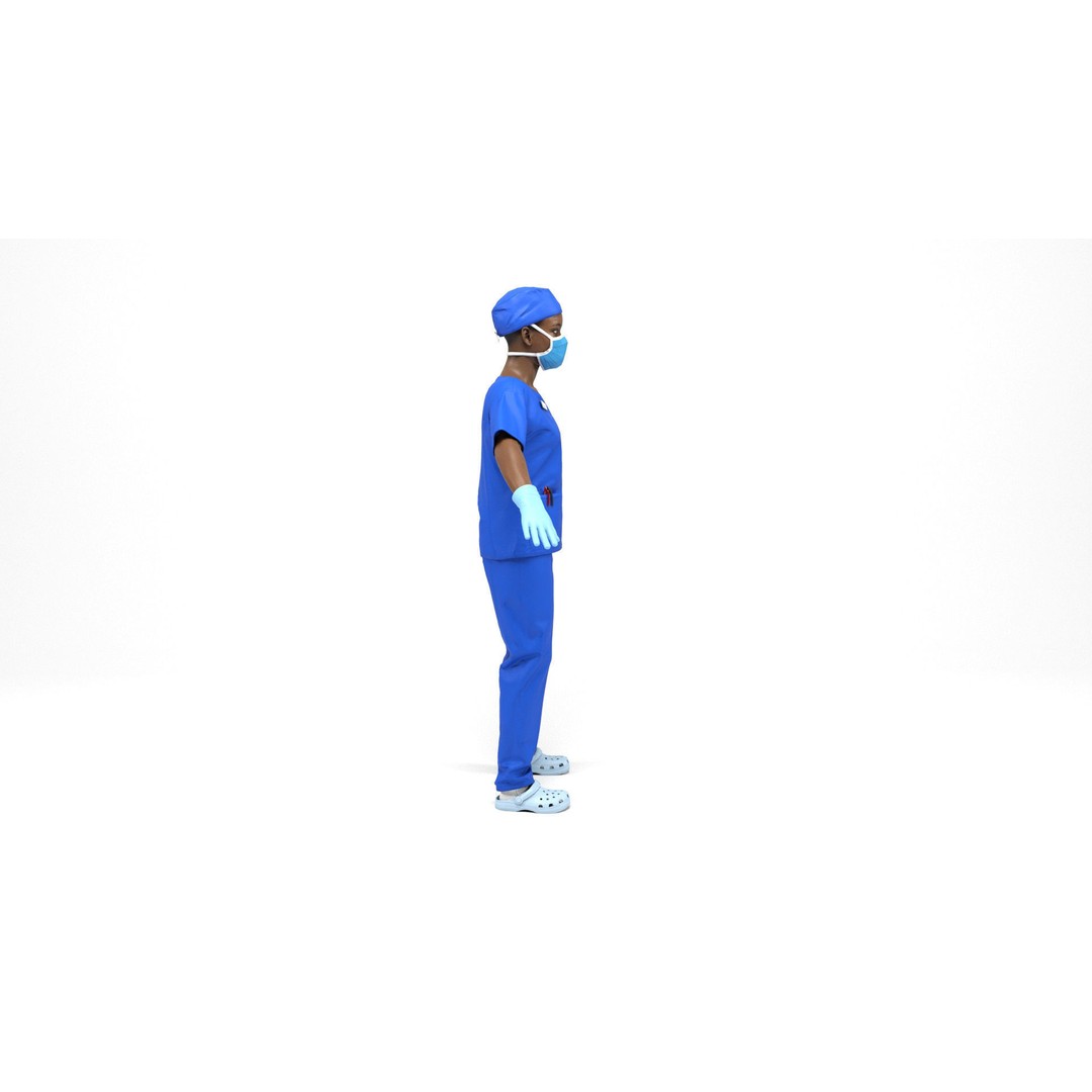 Nurse 3D Model – Low Poly Animated Character for Games, FBX, OBJ - View 6