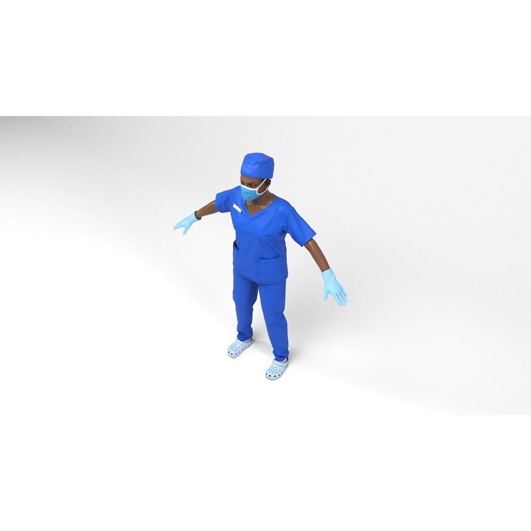 Nurse 3D Model – Low Poly Animated Character for Games, FBX, OBJ - View 8