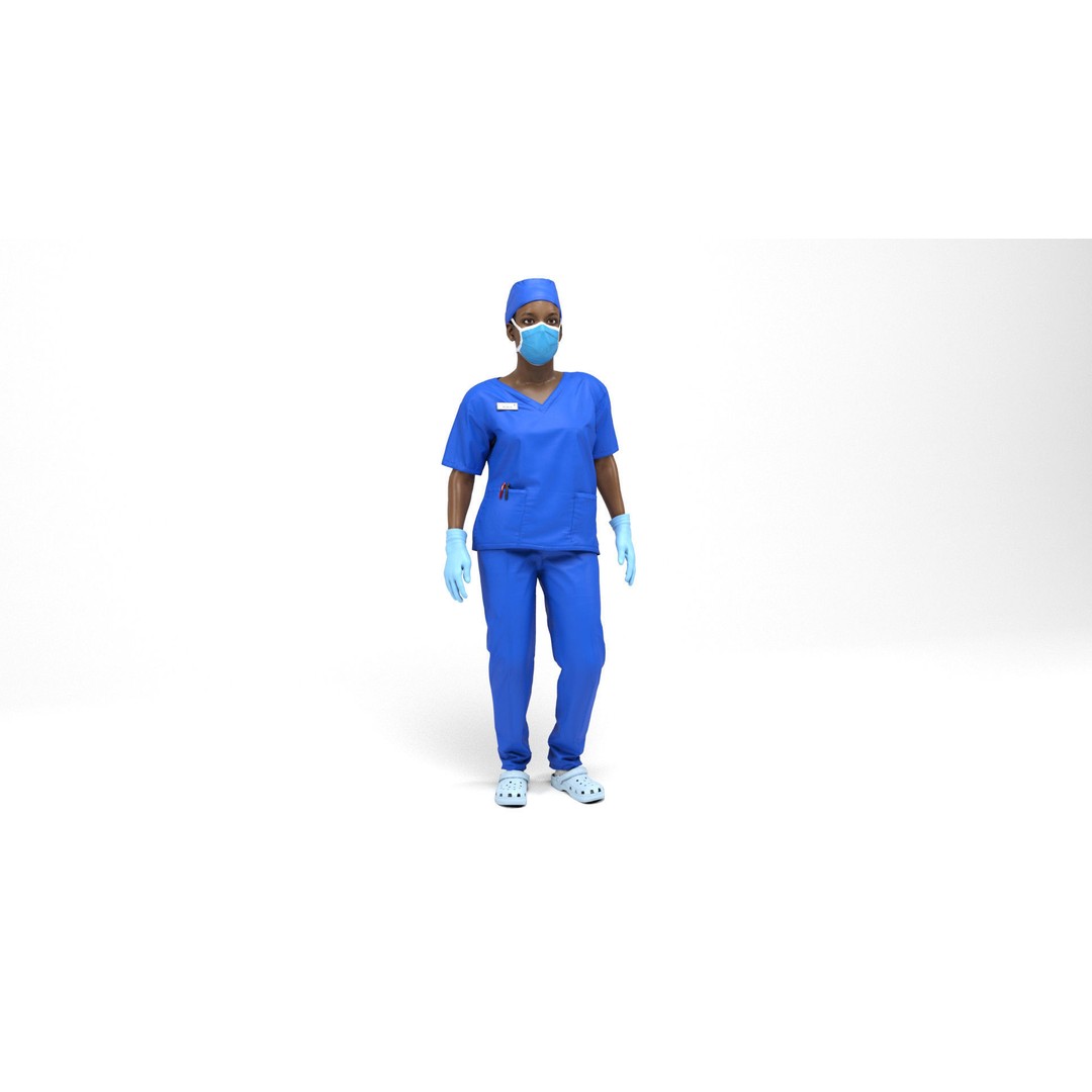 Nurse 3D Model – Low Poly Animated Character for Games, FBX, OBJ - View 9