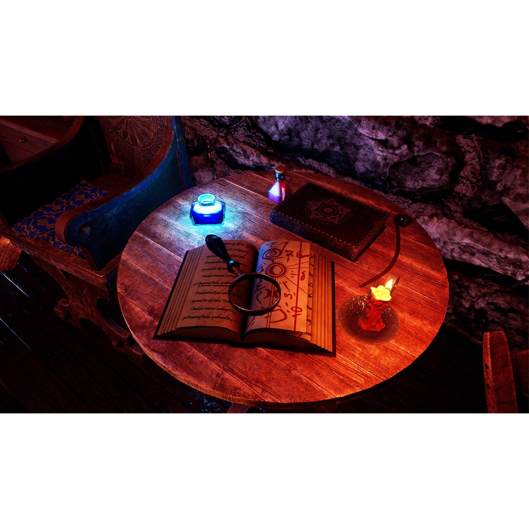 Wizard Room 3D Model – Low Poly Fantasy Interior, PBR Textures - View 11